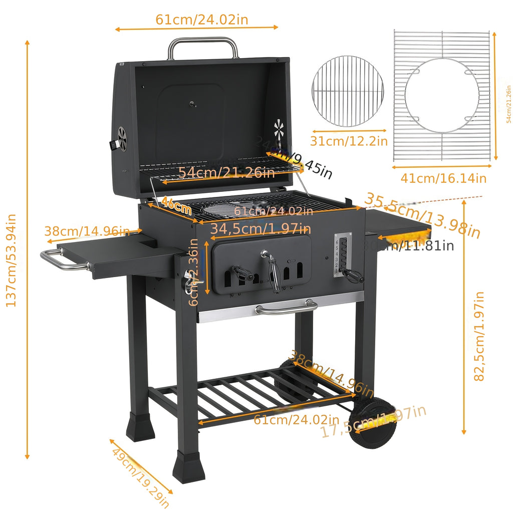 Grillwagen XXL, Schwarz für Garten und Terrasse – Detailansicht 4