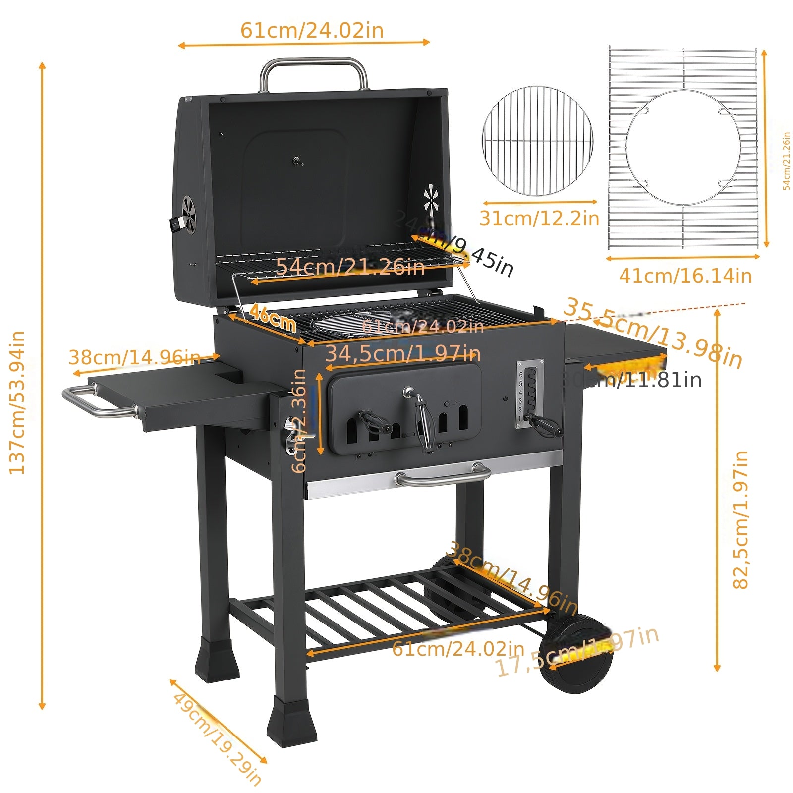 Grillwagen XXL, Schwarz für Garten und Terrasse – Detailansicht 4