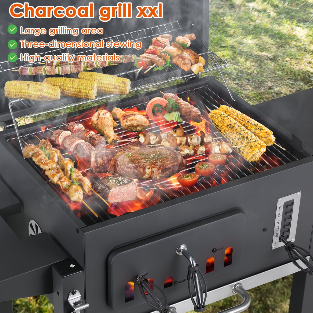 Grillwagen XXL, Schwarz für Garten und Terrasse – Detailansicht 5