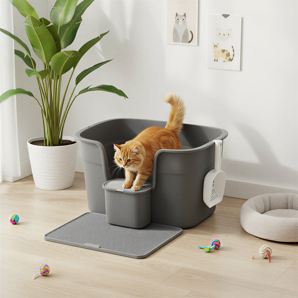 Große Katzentoilette, grau für Haustiere und Zuhause – Hauptansicht