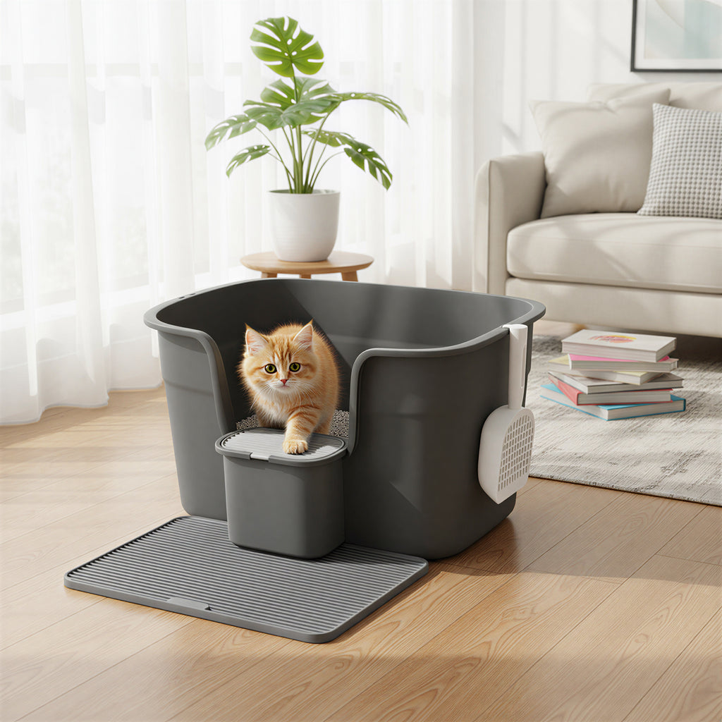 Große Katzentoilette, grau für Haustiere und Zuhause – Detailansicht 13