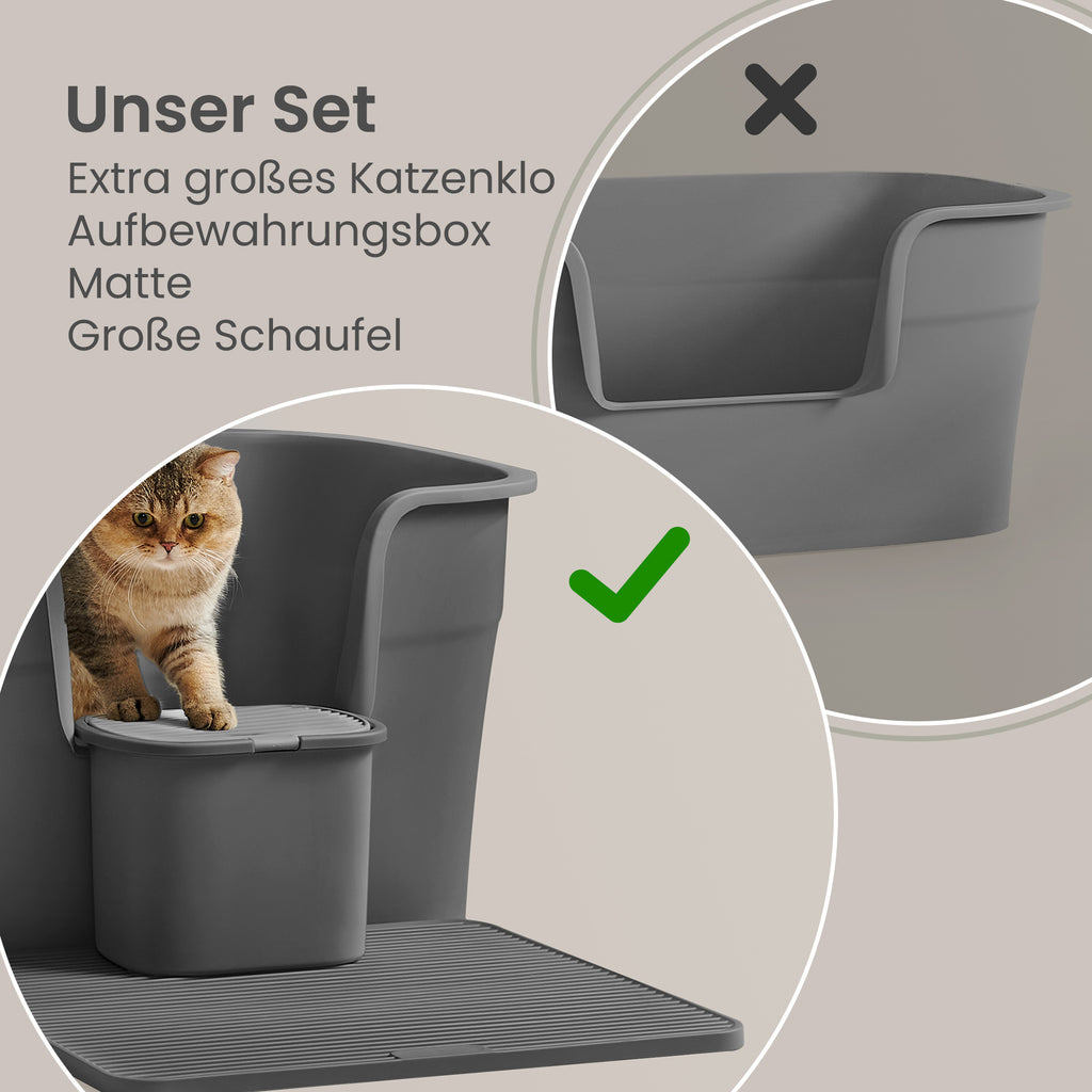 Große Katzentoilette, grau für Haustiere und Zuhause – Detailansicht 14