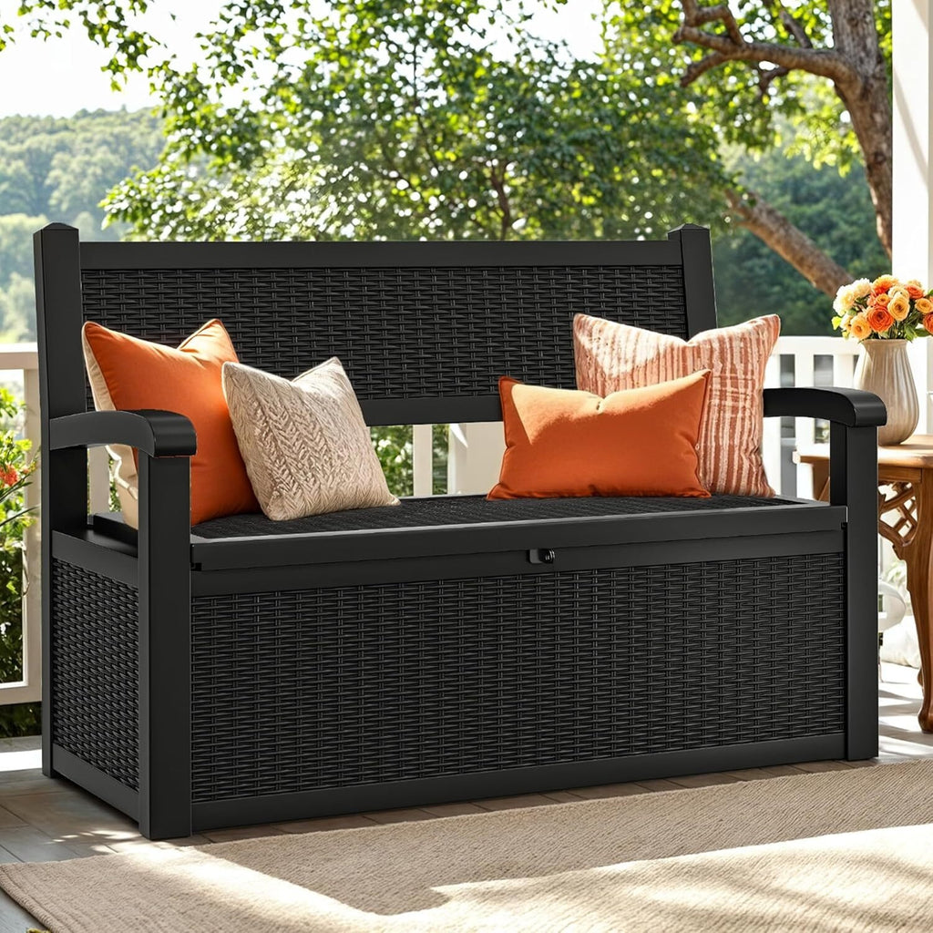 Große Outdoor-Aufbewahrungsbox, Schwarz für Garten und Terrasse – Detailansicht 3