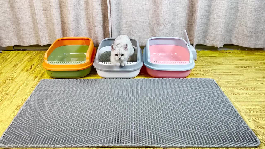 Große zweistufige Katzentoilettenmatte, rutschfest für Haustiere und Zuhause – Detailansicht 6