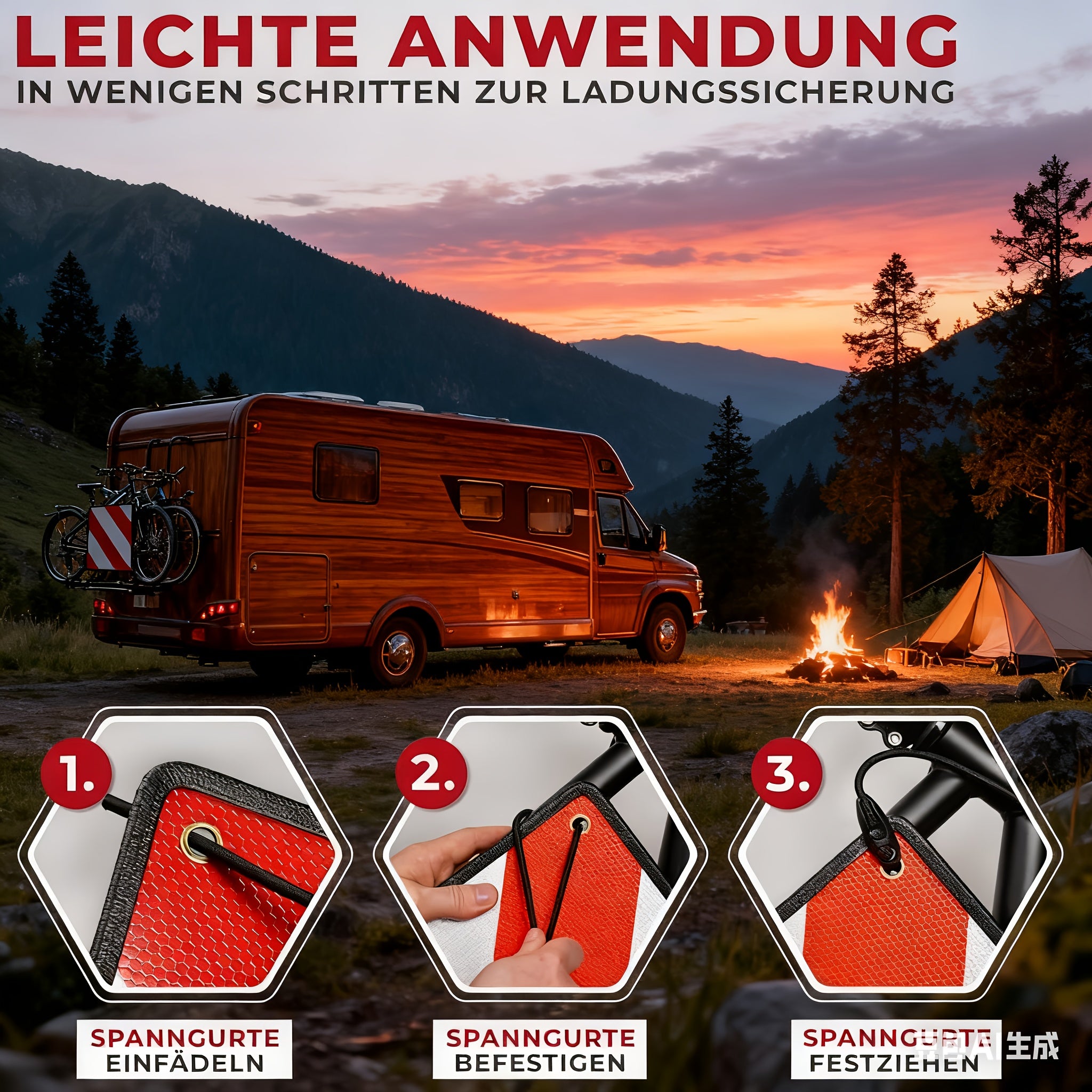 Gurte, Rot Und Weiß für Italien und Fahrradträger – Detailansicht 5