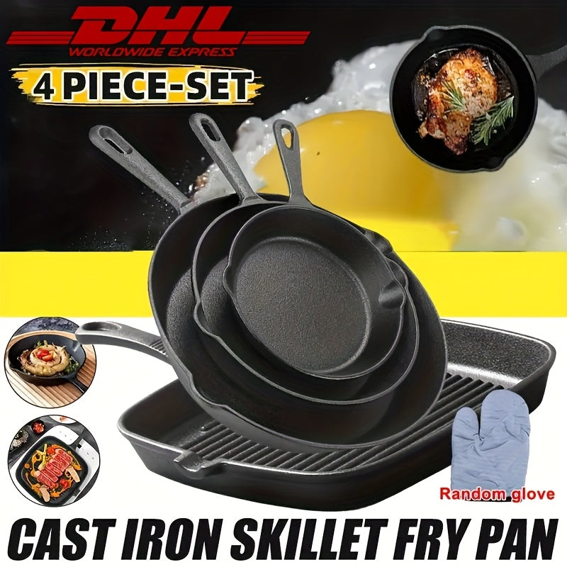 Gusseisen-Pfannen-Set, 3 Stück (17cm, 21cm, 26cm) für Küche und Essbereich – Detailansicht 4