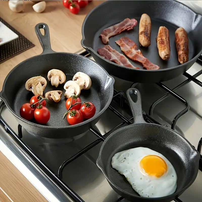 Gusseisen-Pfannen-Set, 3 Stück (17cm, 21cm, 26cm) für Küche und Essbereich – Detailansicht 8