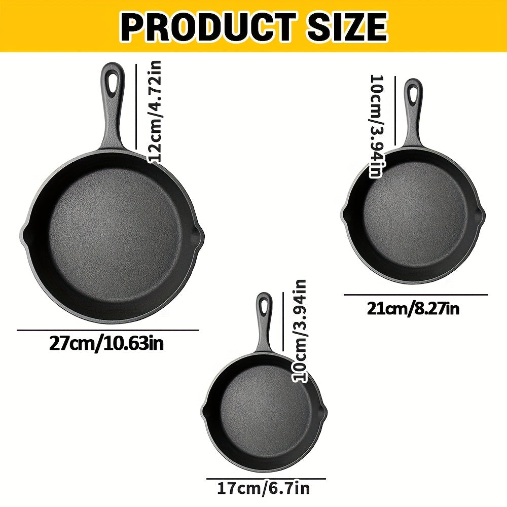 Gusseisen-Pfannen-Set, 3 Stück (17cm, 21cm, 26cm) für Küche und Essbereich – Detailansicht 10