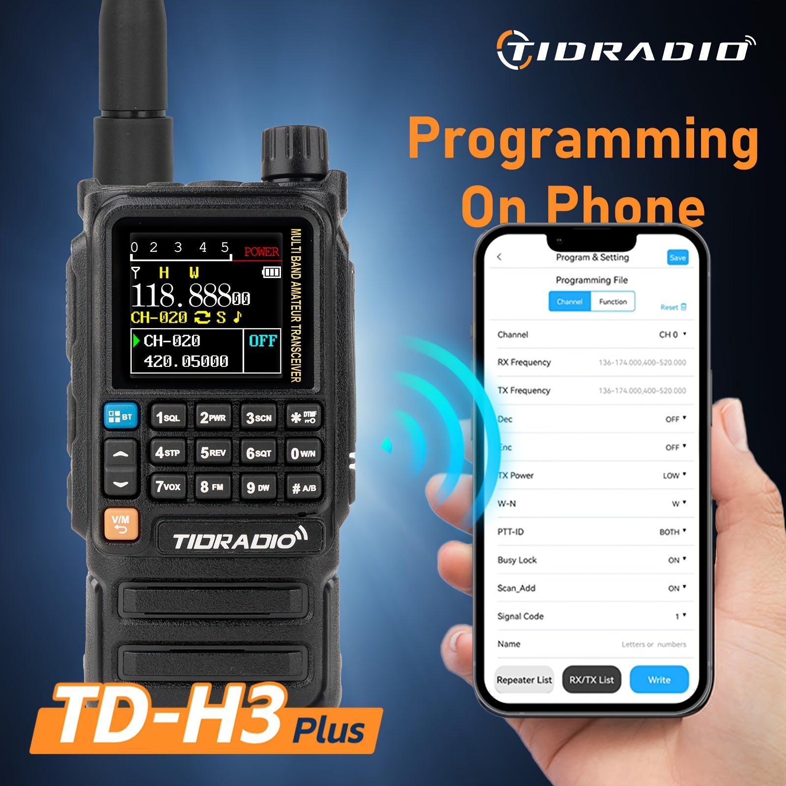 H3 PLUS Amateurfunk-Handfunkgerät, TD-H3Plus-Schwarz für Camping und Reisen – Detailansicht 7