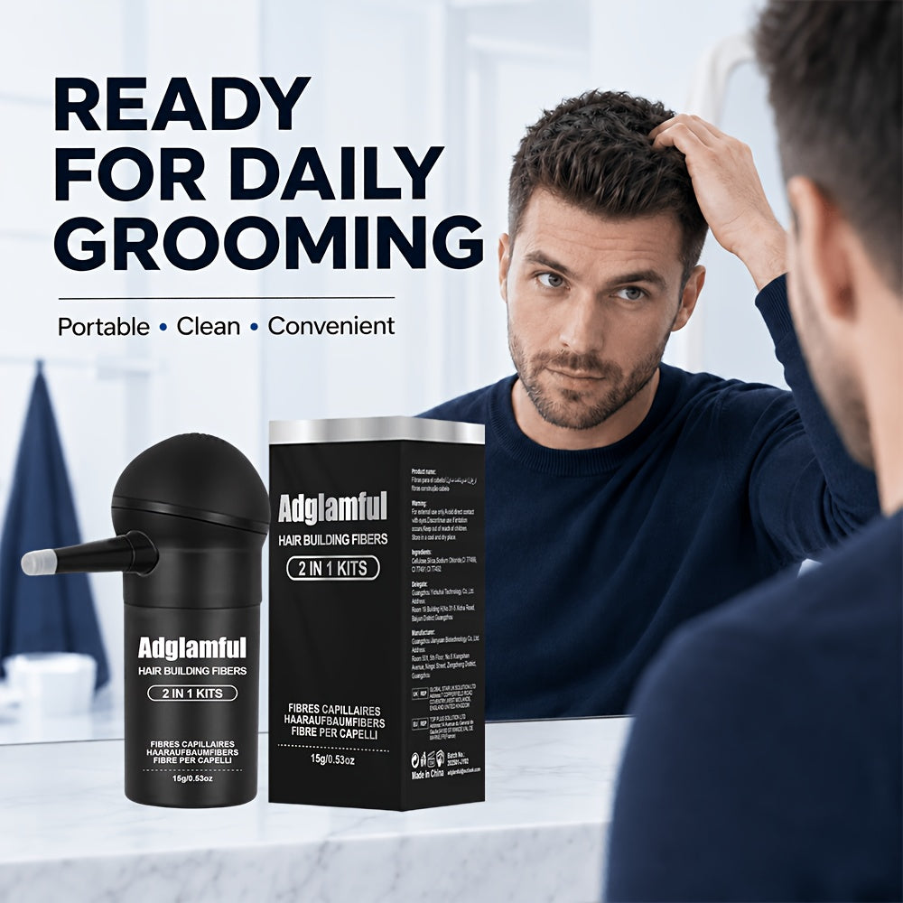 Haarfärbe-Massefaserpulver-Nachfüll-Set, Medium Braun-1 für Männer Frauen – Hauptansicht