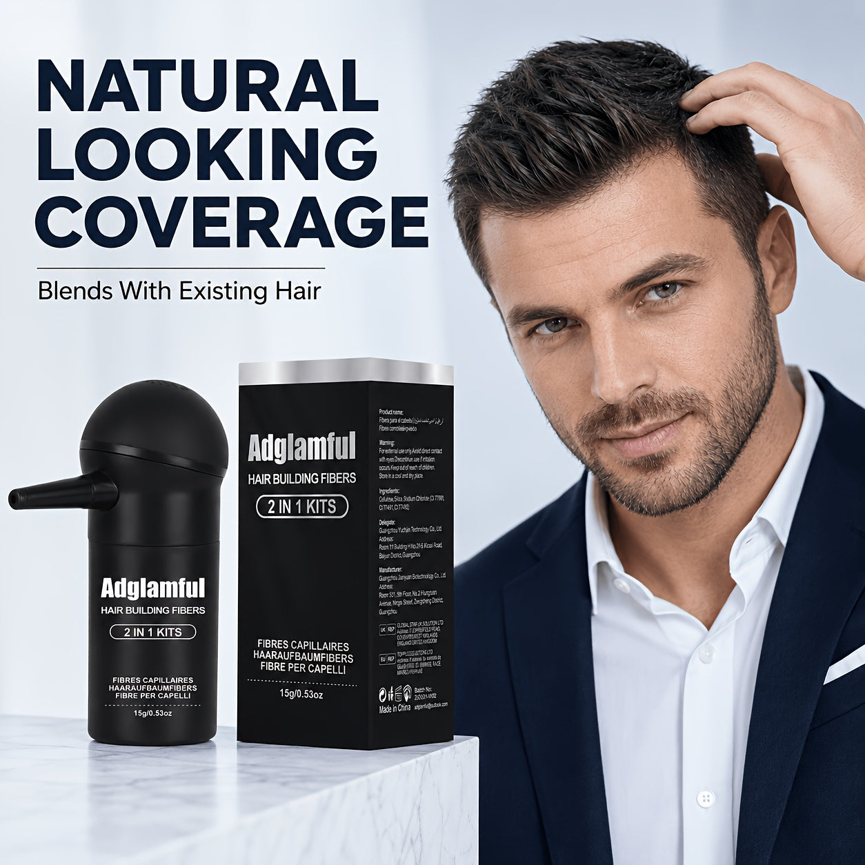 Haarfärbe-Massefaserpulver-Nachfüll-Set, Medium Braun-1 für Männer Frauen – Detailansicht 4