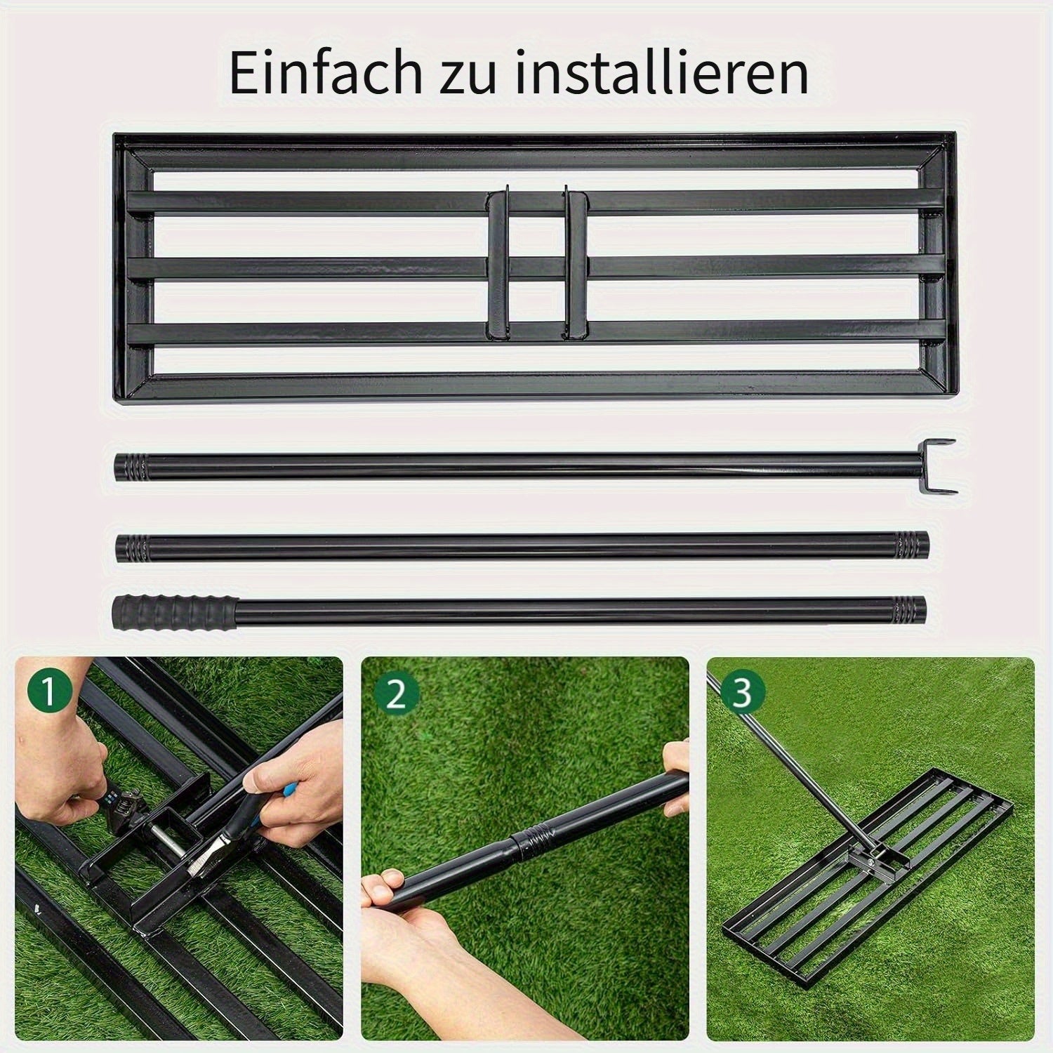 Handlicher Rasen Aushub Rechen, 229 cm für Garten und Terrasse – Hauptansicht