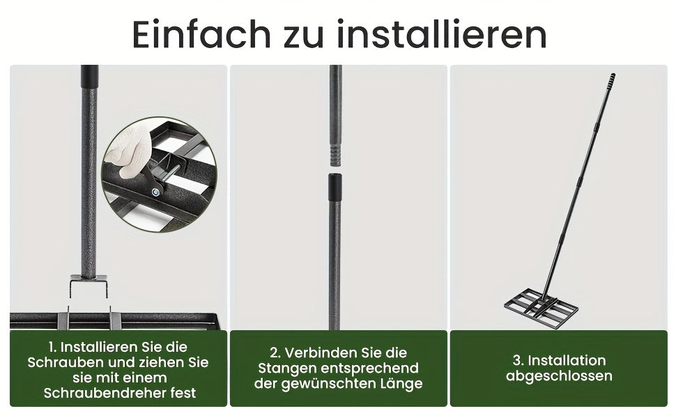 Handlicher Rasen Aushub Rechen, 229 cm für Garten und Terrasse – Detailansicht 3