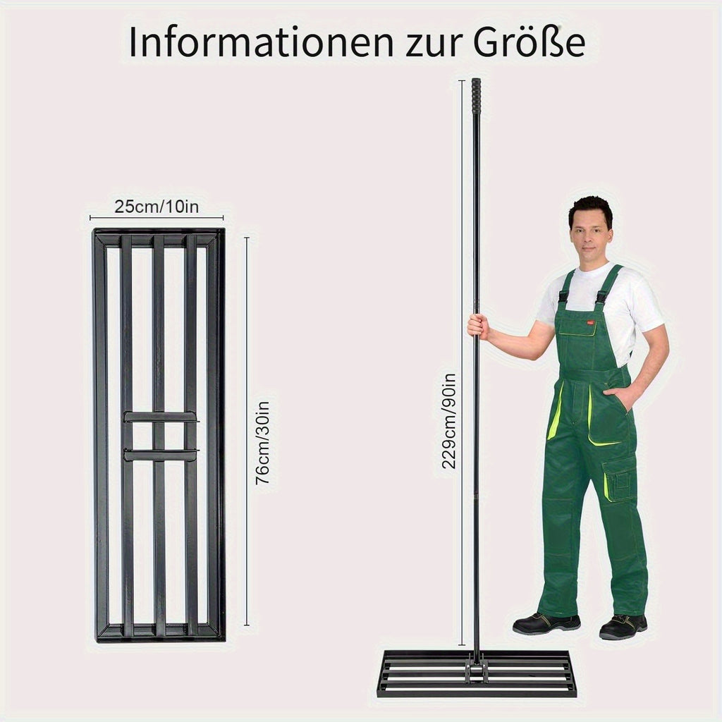 Handlicher Rasen Aushub Rechen, 229 cm für Garten und Terrasse – Detailansicht 5