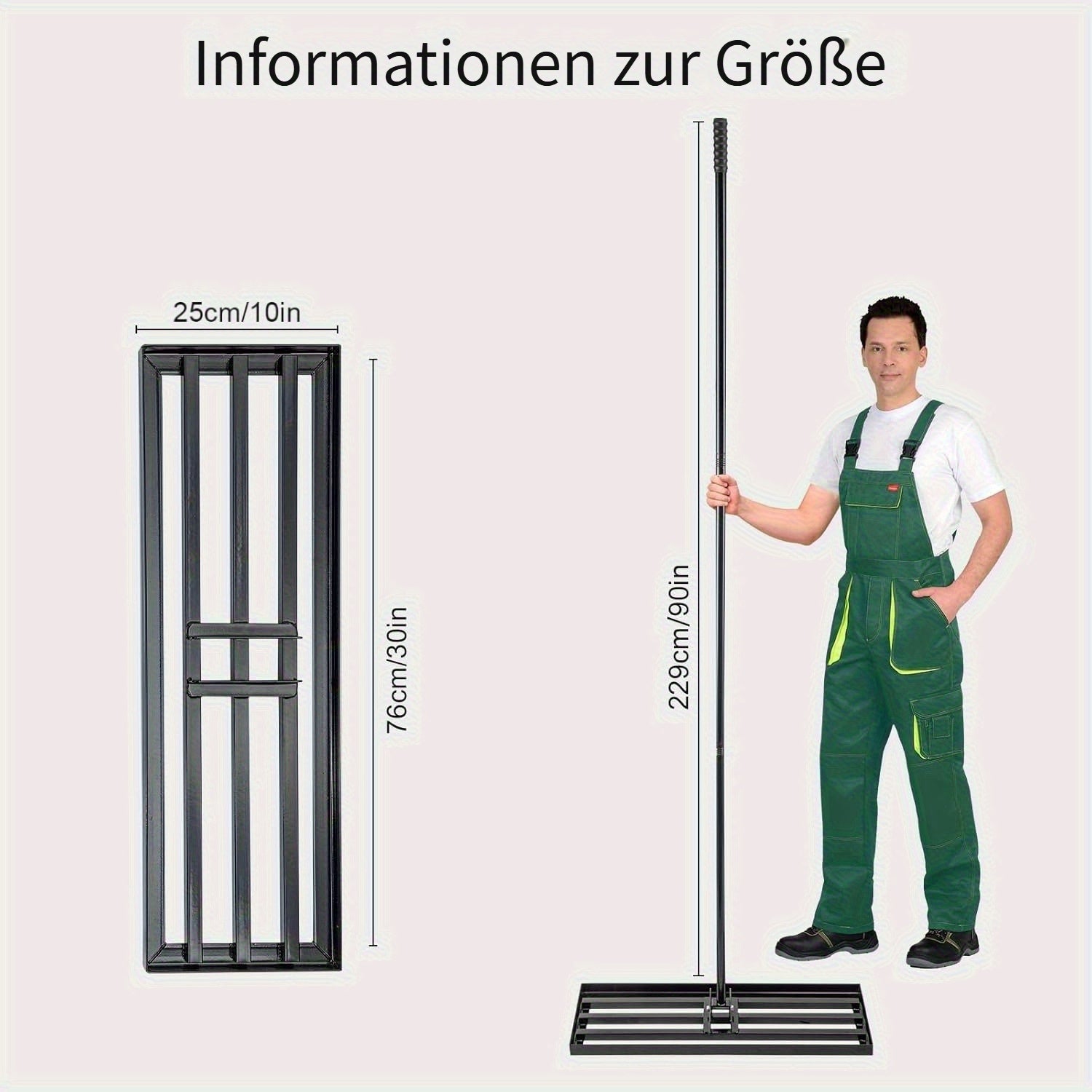Handlicher Rasen Aushub Rechen, 229 cm für Garten und Terrasse – Detailansicht 5