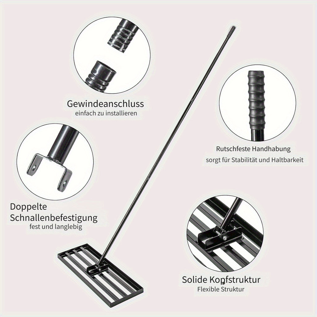 Handlicher Rasen Aushub Rechen, 229 cm für Garten und Terrasse – Detailansicht 6