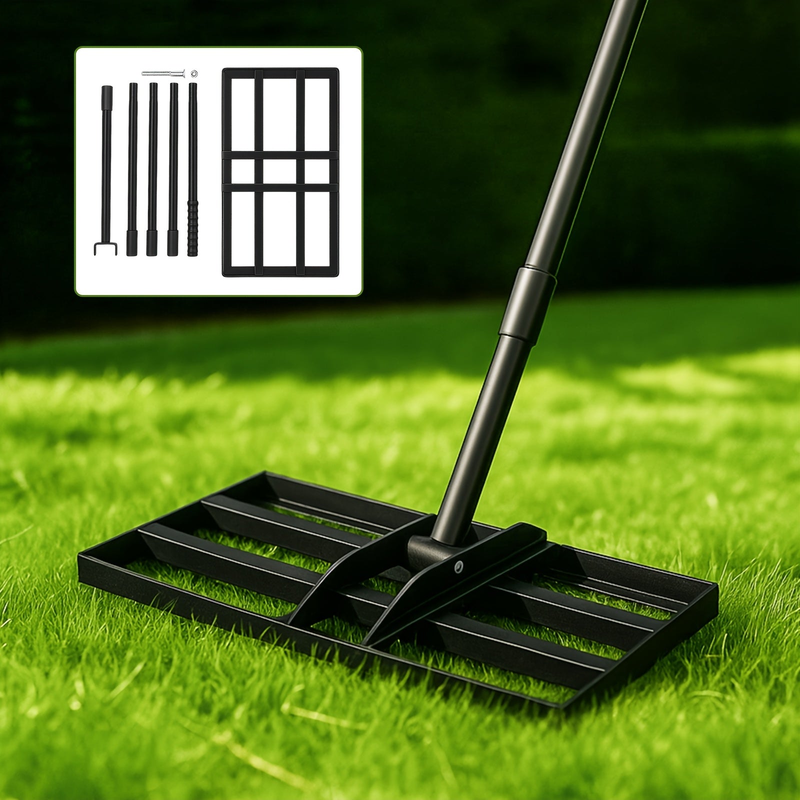 Handlicher Rasen Aushub Rechen, 229 cm für Garten und Terrasse – Detailansicht 8