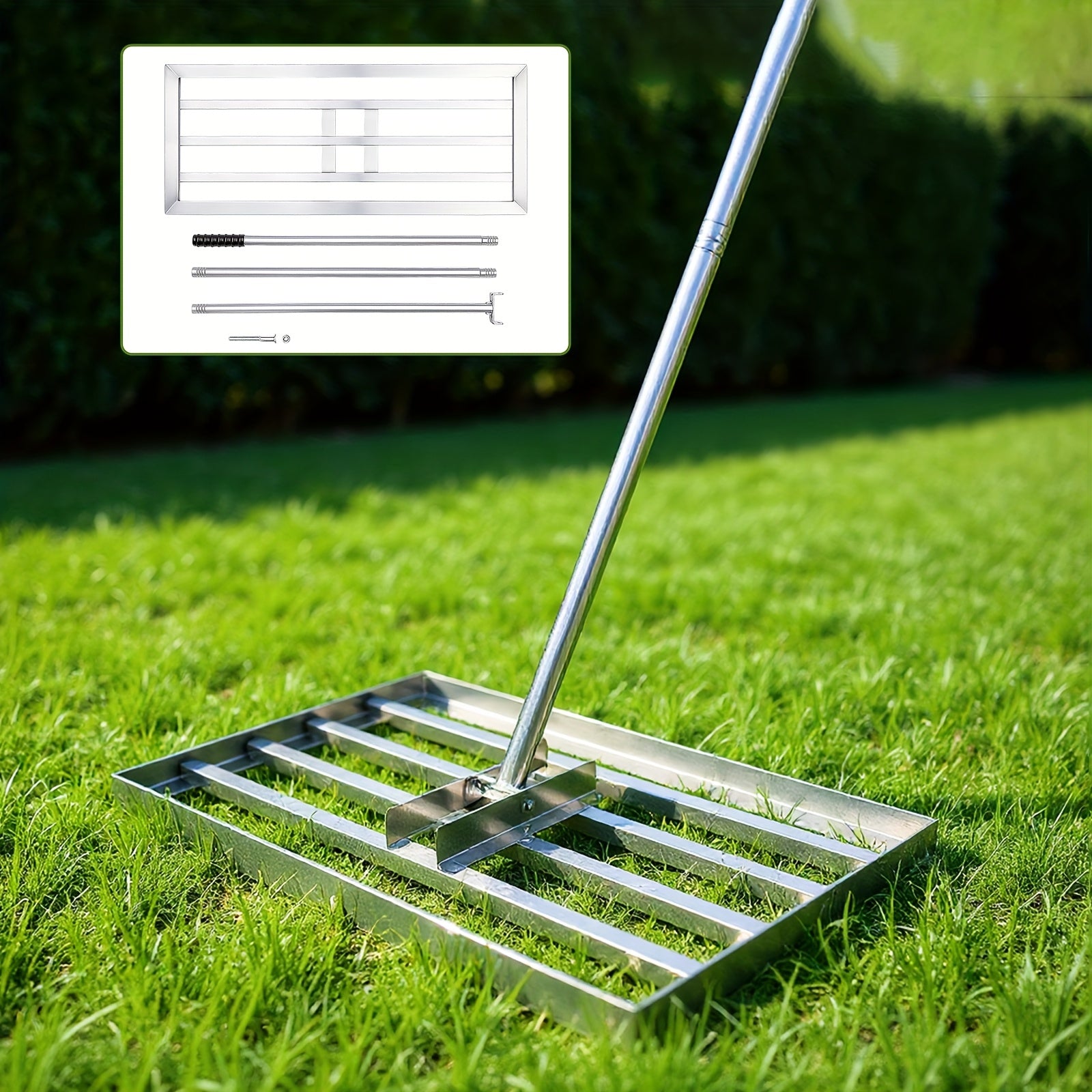 Handlicher Rasen Aushub Rechen, 229 cm für Garten und Terrasse – Detailansicht 9