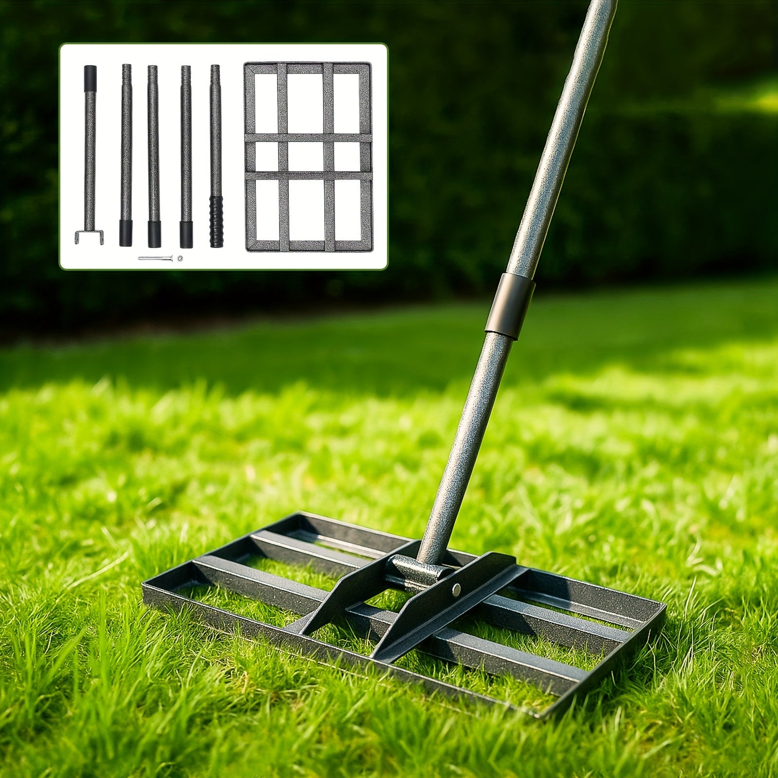 Handlicher Rasen Aushub Rechen, 229 cm für Garten und Terrasse – Detailansicht 10