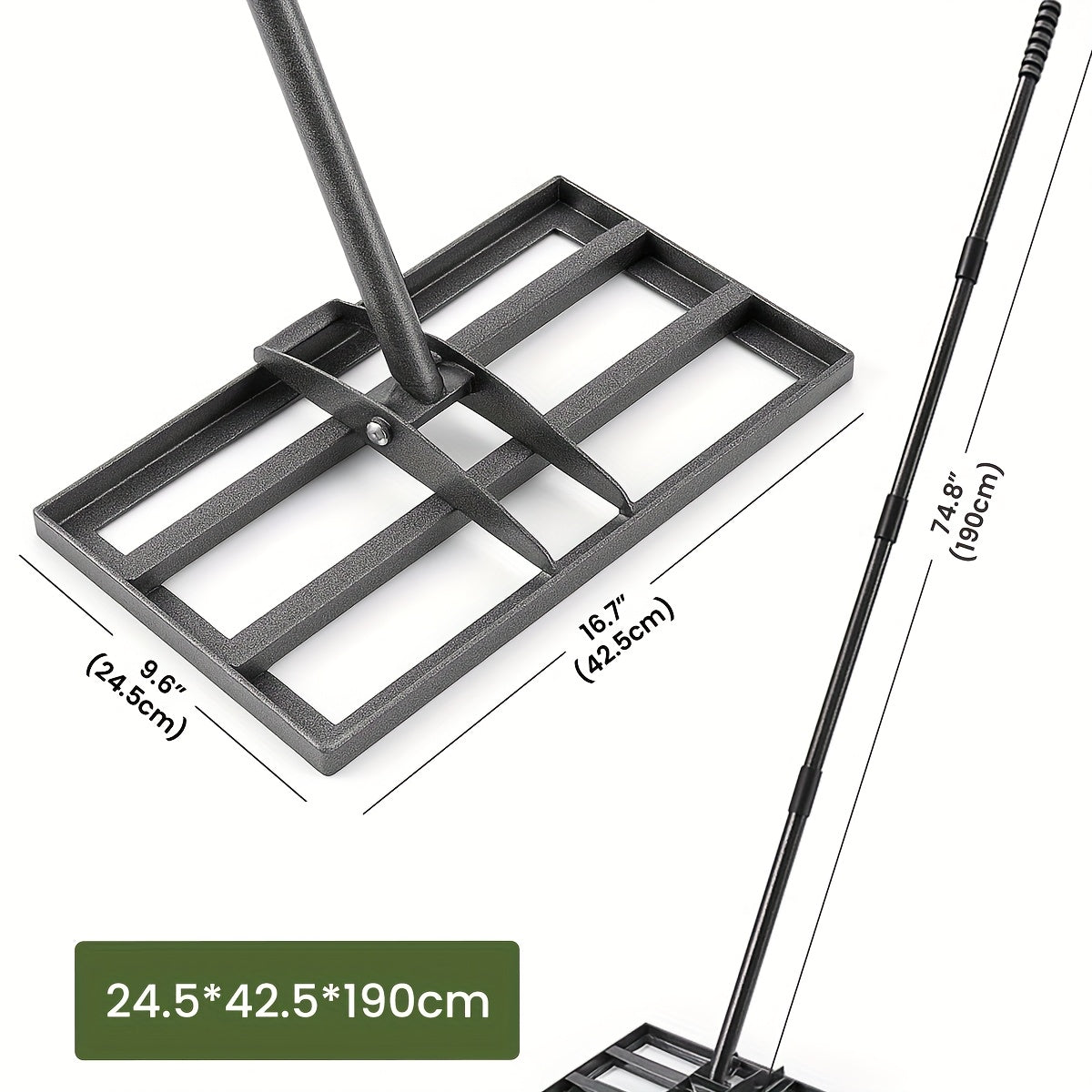 Handlicher Rasen Aushub Rechen, 229 cm für Garten und Terrasse – Detailansicht 12