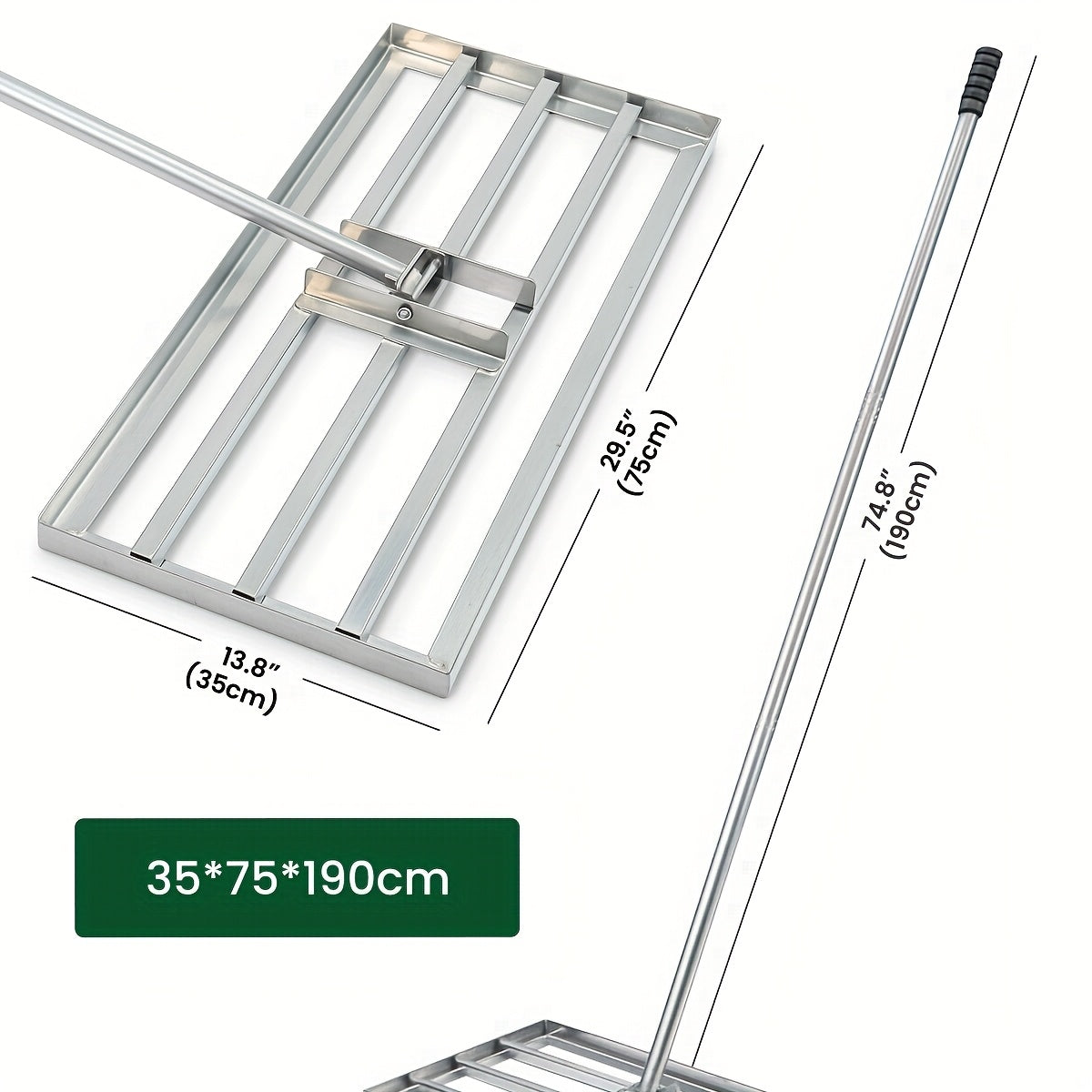 Handlicher Rasen Aushub Rechen, 229 cm für Garten und Terrasse – Detailansicht 13