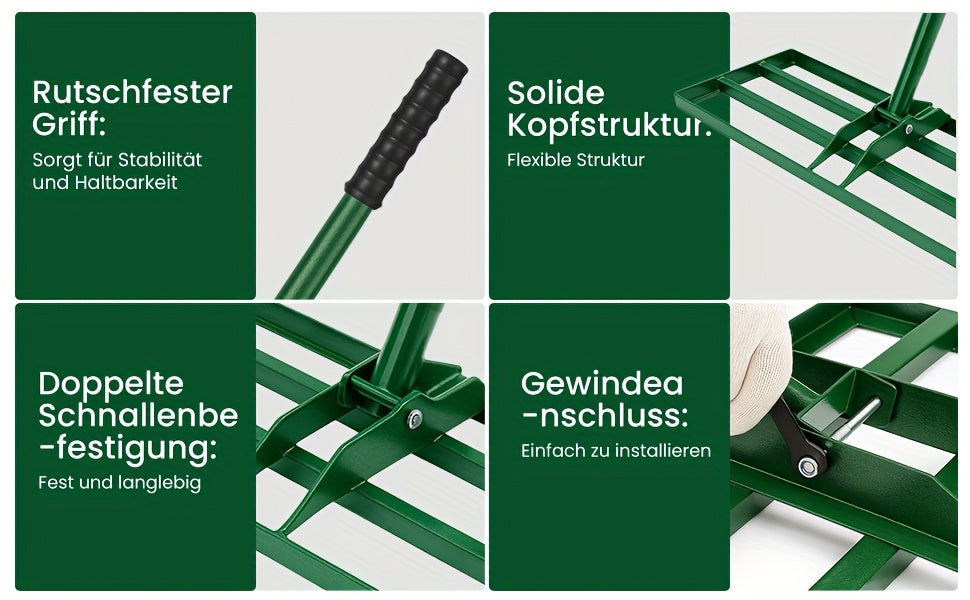 Handlicher Rasen Aushub Rechen, 229 cm für Garten und Terrasse – Detailansicht 17