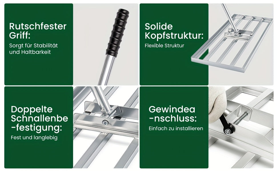 Handlicher Rasen Aushub Rechen, 229 cm für Garten und Terrasse – Detailansicht 18