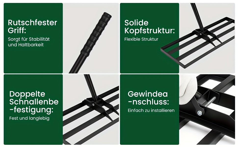 Handlicher Rasen Aushub Rechen, 229 cm für Garten und Terrasse – Detailansicht 20