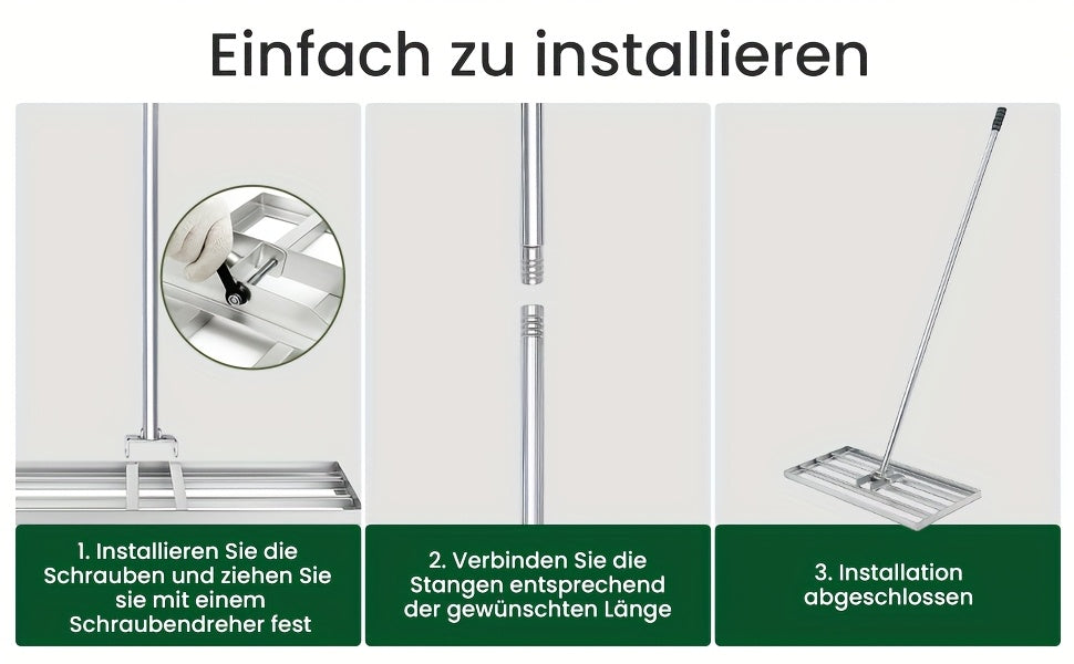 Handlicher Rasen Aushub Rechen, 229 cm für Garten und Terrasse – Detailansicht 23