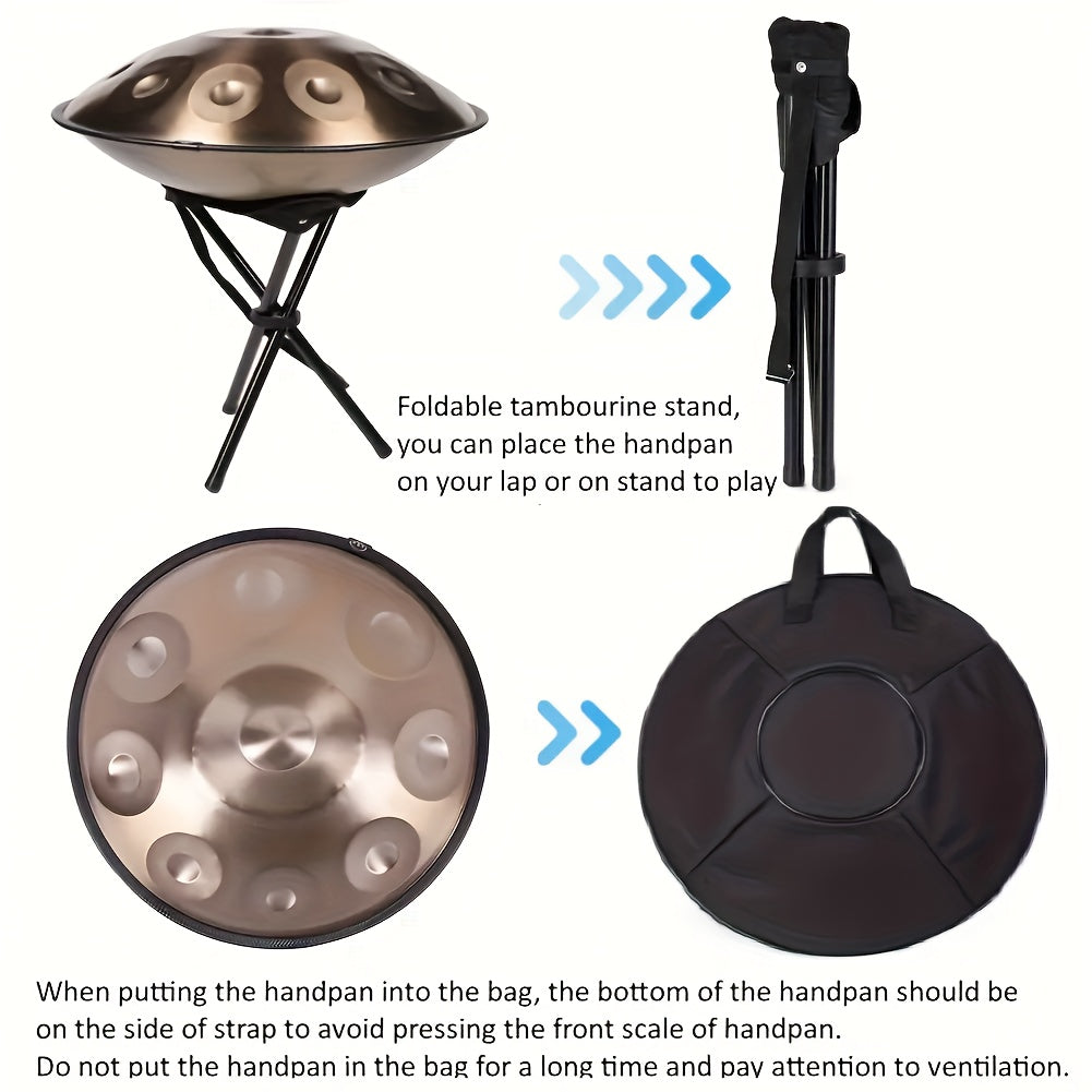 Handpan-Trommel, 9-Ton-Handpan in Gold für Hobby und Kreativprojekte – Detailansicht 6