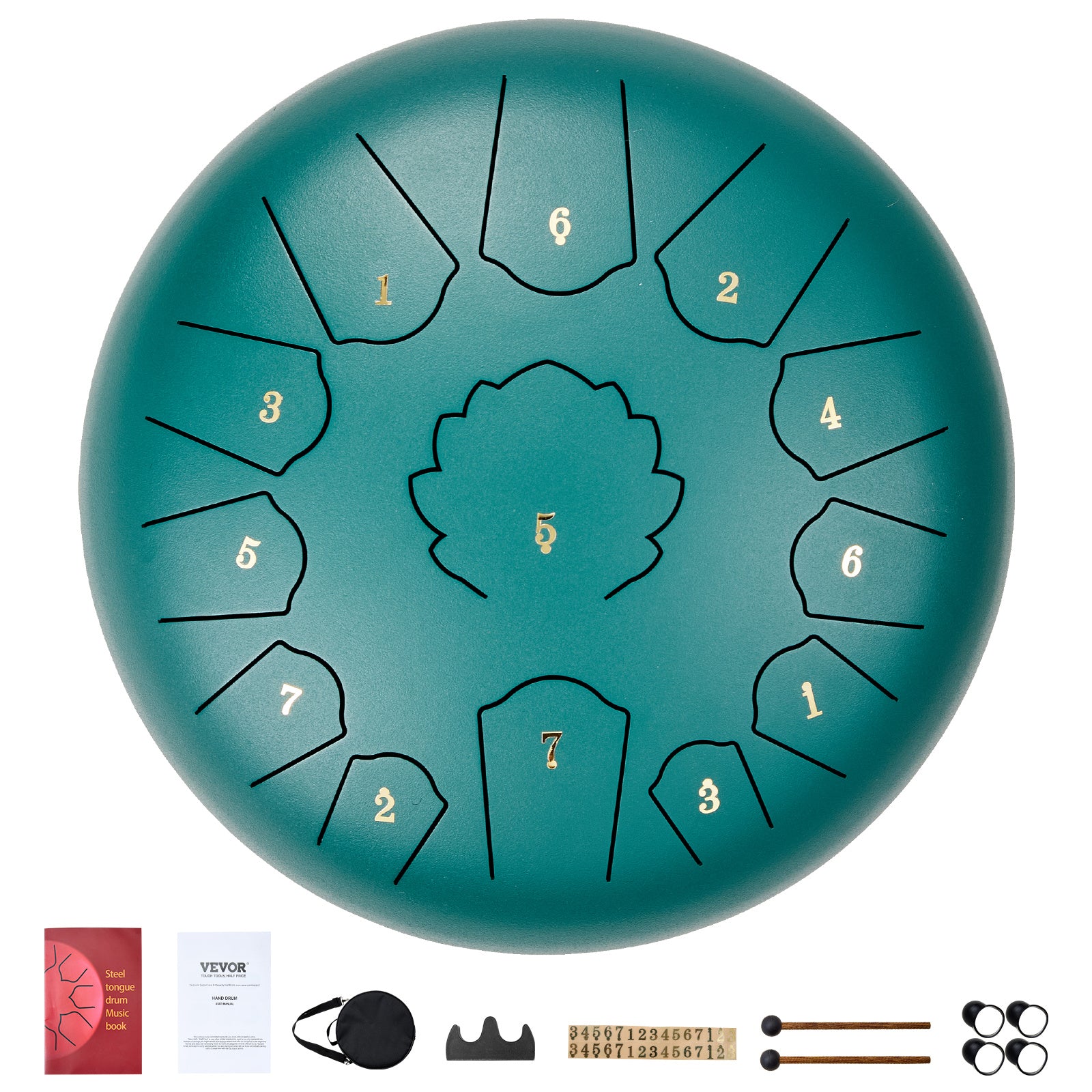 Handpan-Trommel, VEVOR Stahlzungen-Trommel 12 in 13 Noten für Kreativprojekte und Hobby – Hauptansicht