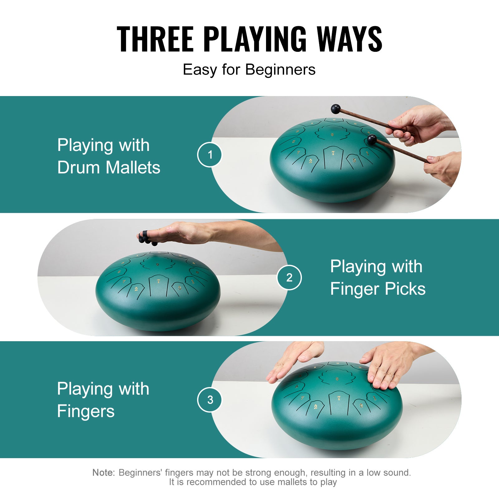 Handpan-Trommel, VEVOR Stahlzungen-Trommel 12 in 13 Noten für Kreativprojekte und Hobby – Detailansicht 5