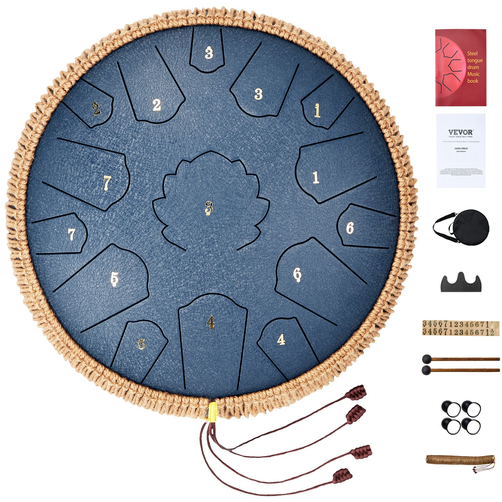 Handpan-Trommel, VEVOR Stahlzungen-Trommel 14 in 15 Noten für Hobby und Kreativprojekte – Hauptansicht
