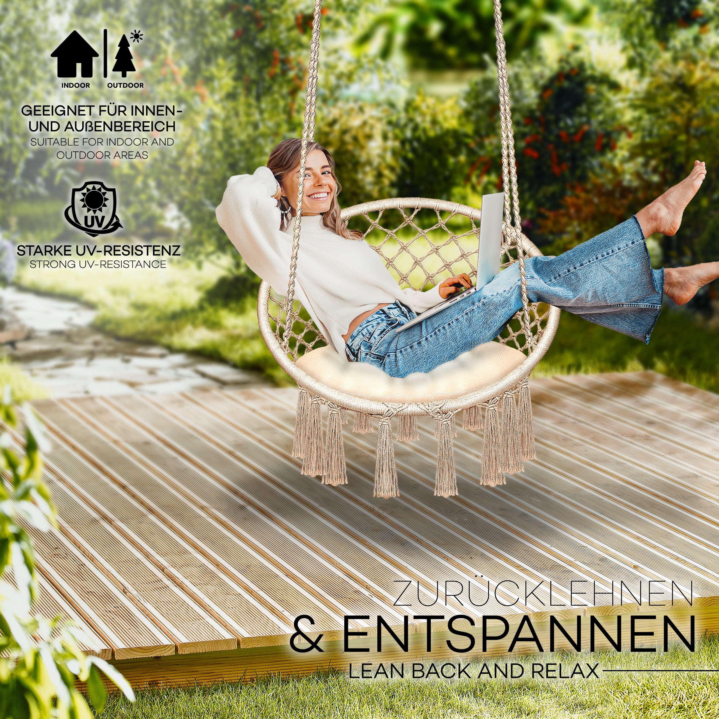 Hängesessel, 200kg für Garten und Balkon – Detailansicht 24