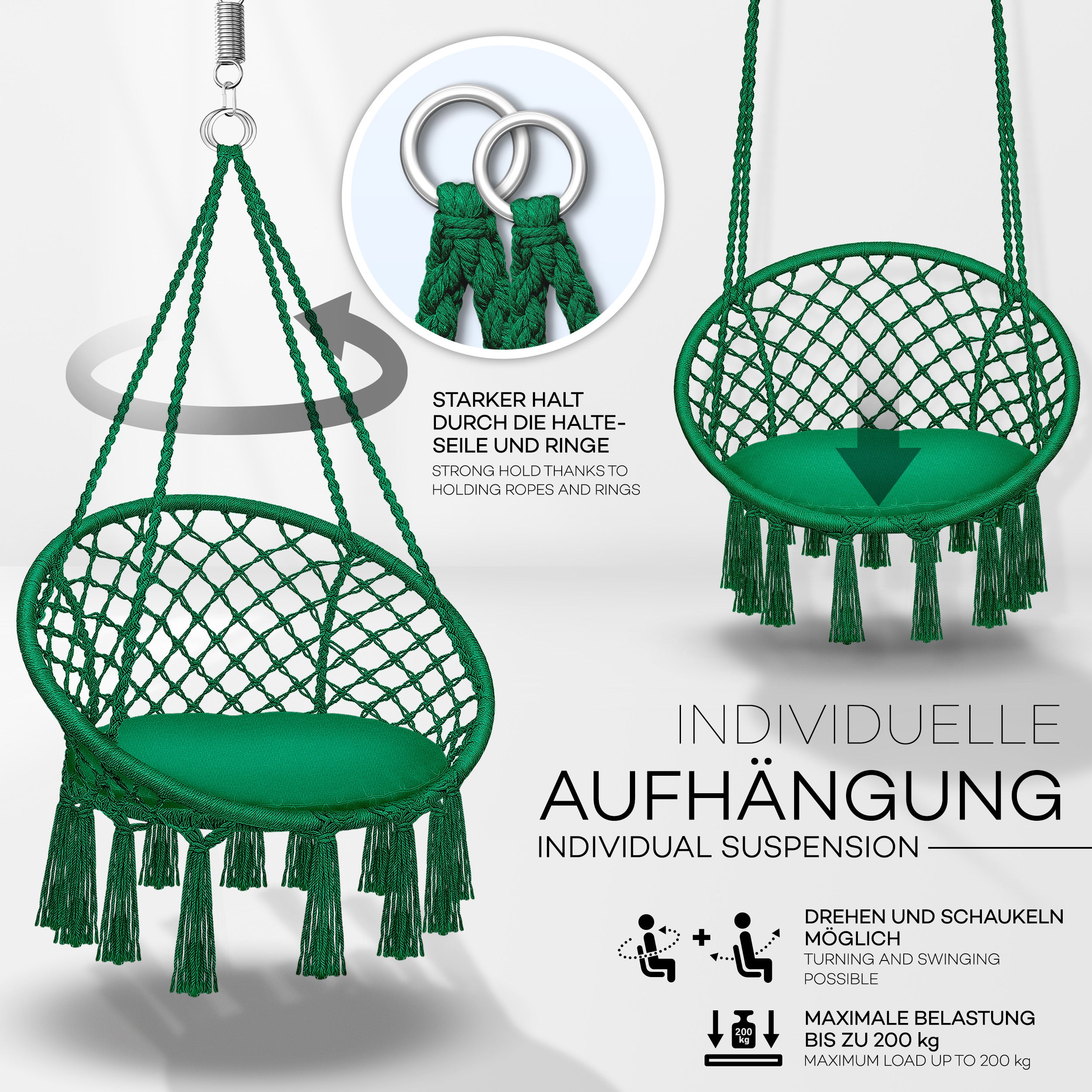 Hängesessel, 200kg für Garten und Balkon – Detailansicht 34