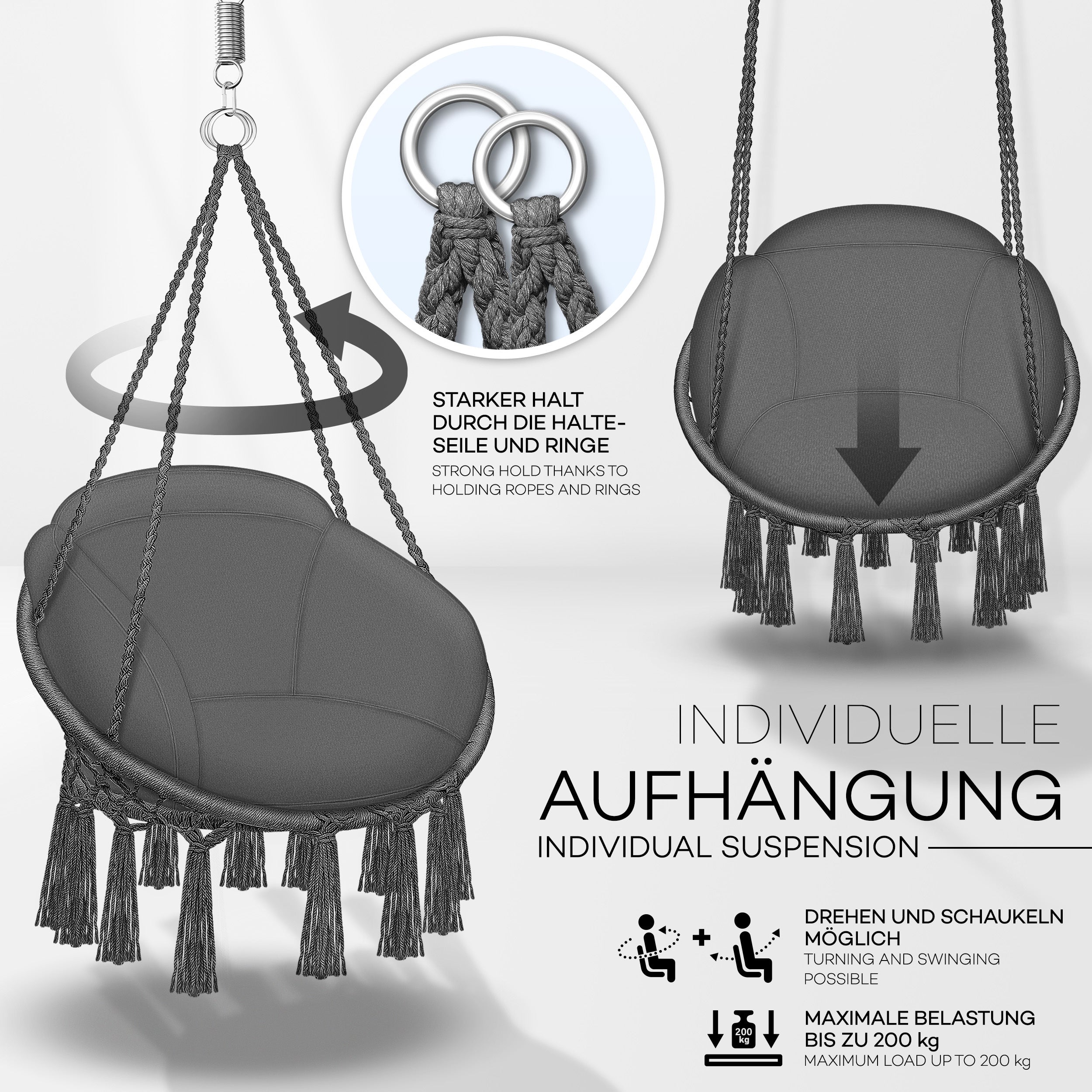 Hängesessel, 200kg für Garten und Balkon – Detailansicht 47