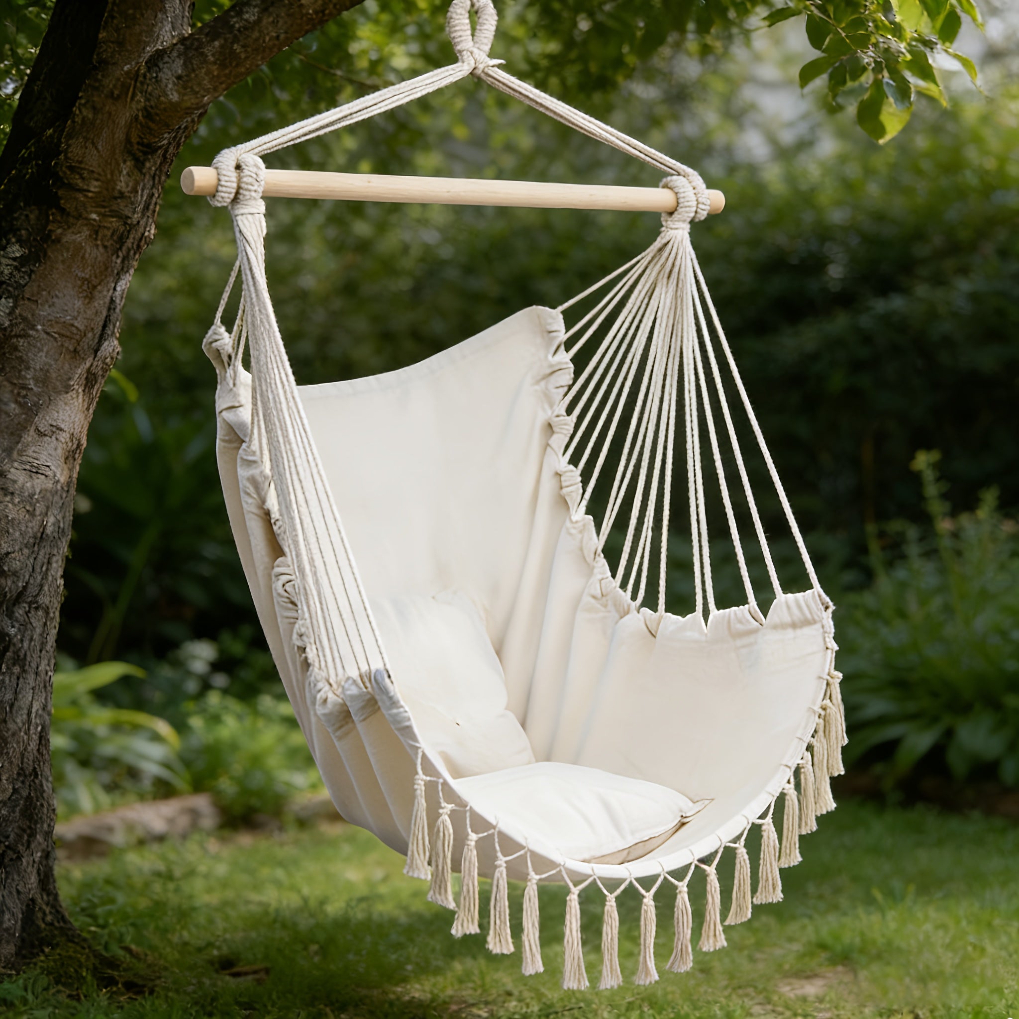 Hängesessel, Hellgrau für Garten und Balkon – Detailansicht 7