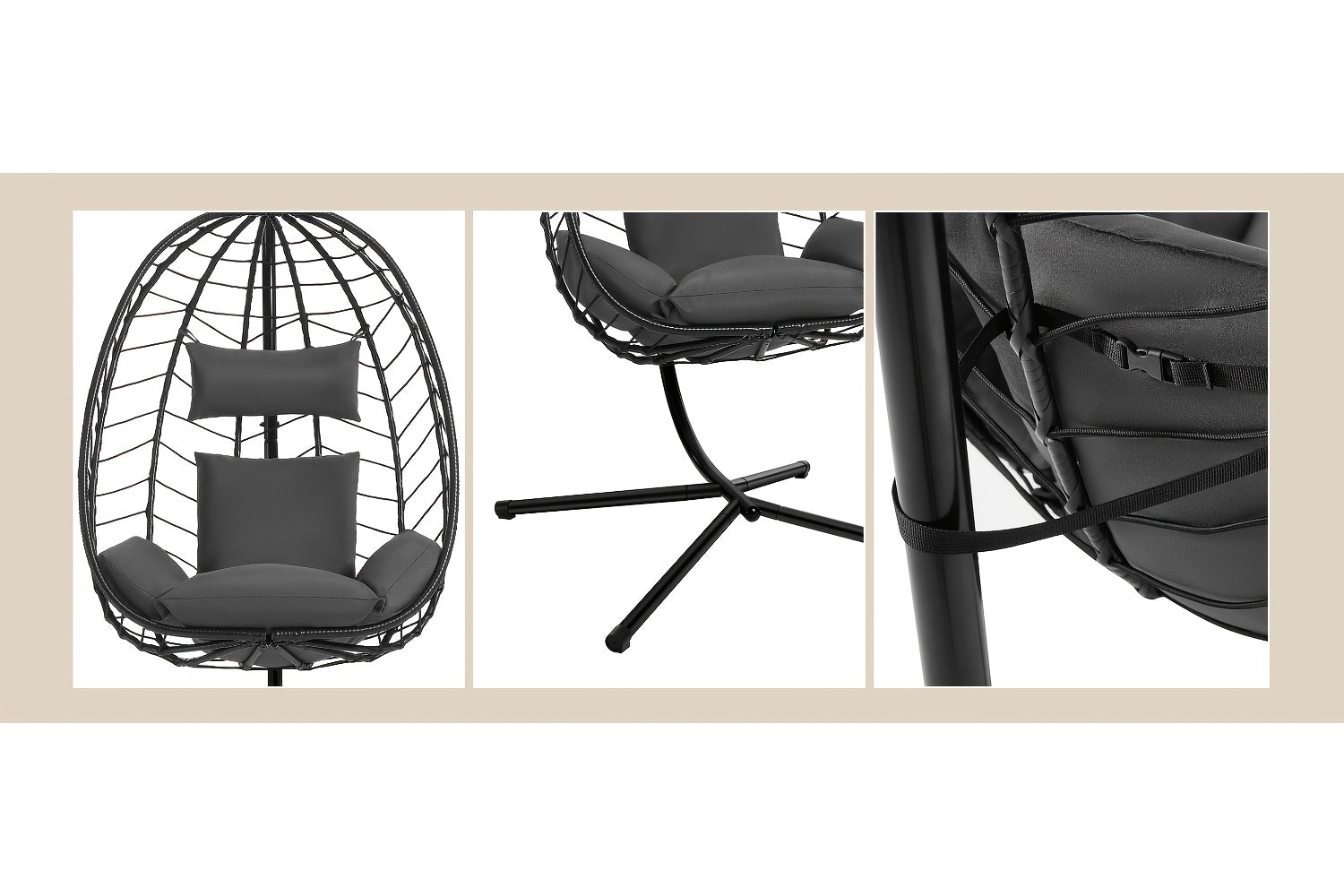 Hängesessel, Rattan für Garten und Balkon – Detailansicht 2