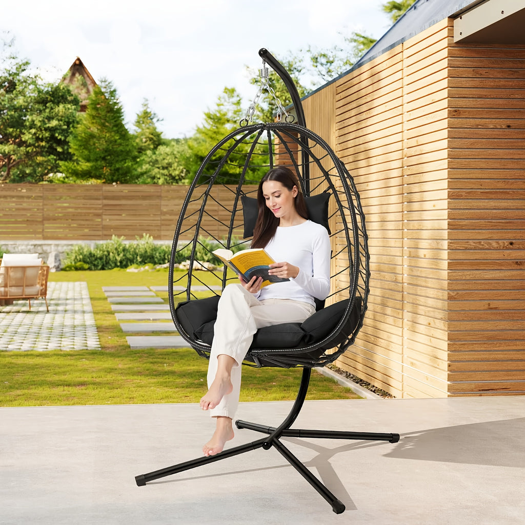 Hängesessel, Rattan für Garten und Balkon – Detailansicht 12