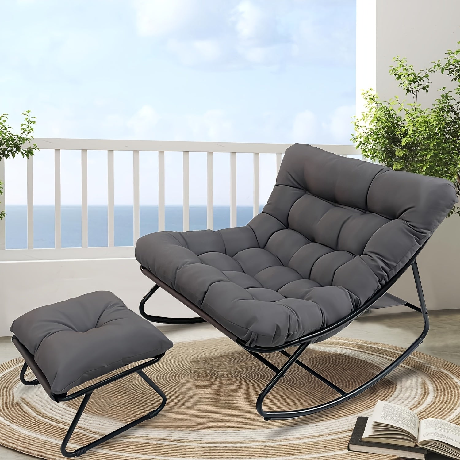 Hängesessel, Schwarz für Garten und Balkon – Detailansicht 8
