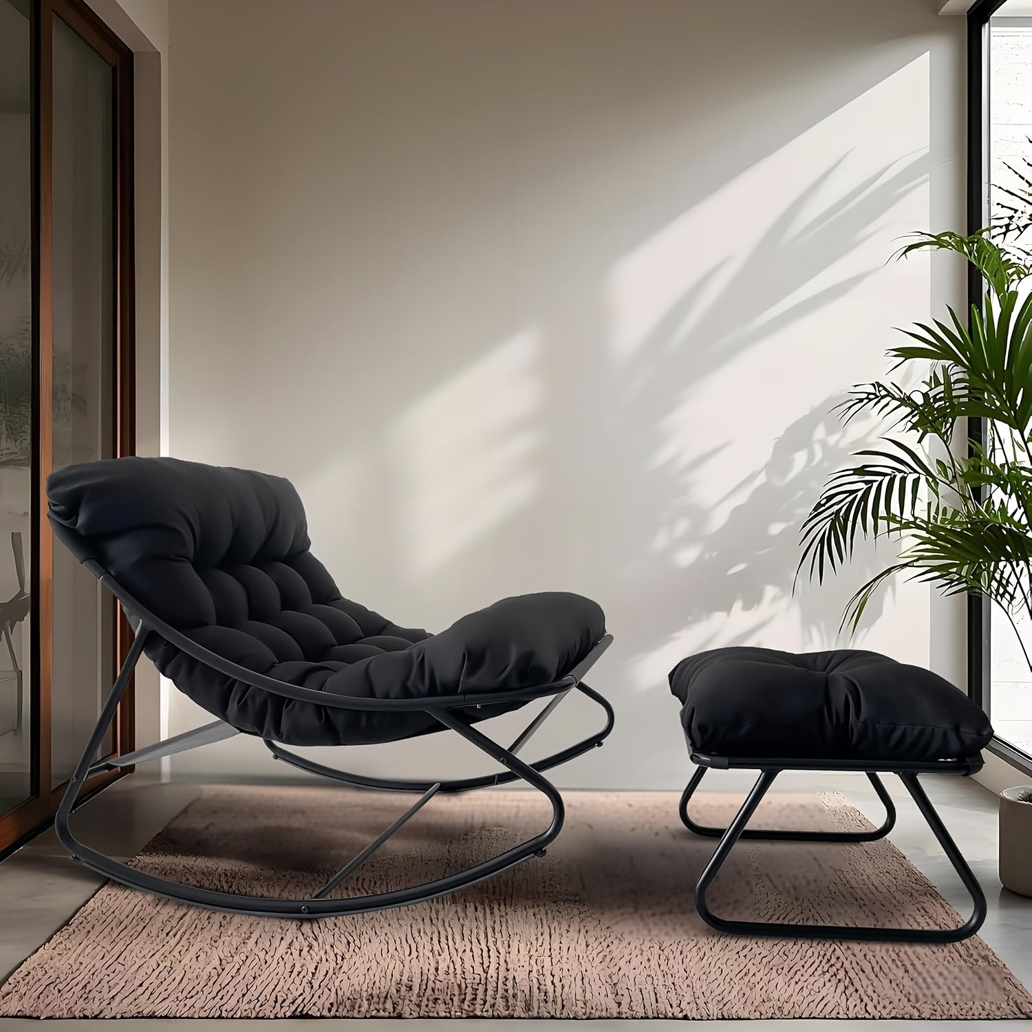 Hängesessel, Schwarz für Garten und Balkon – Detailansicht 13