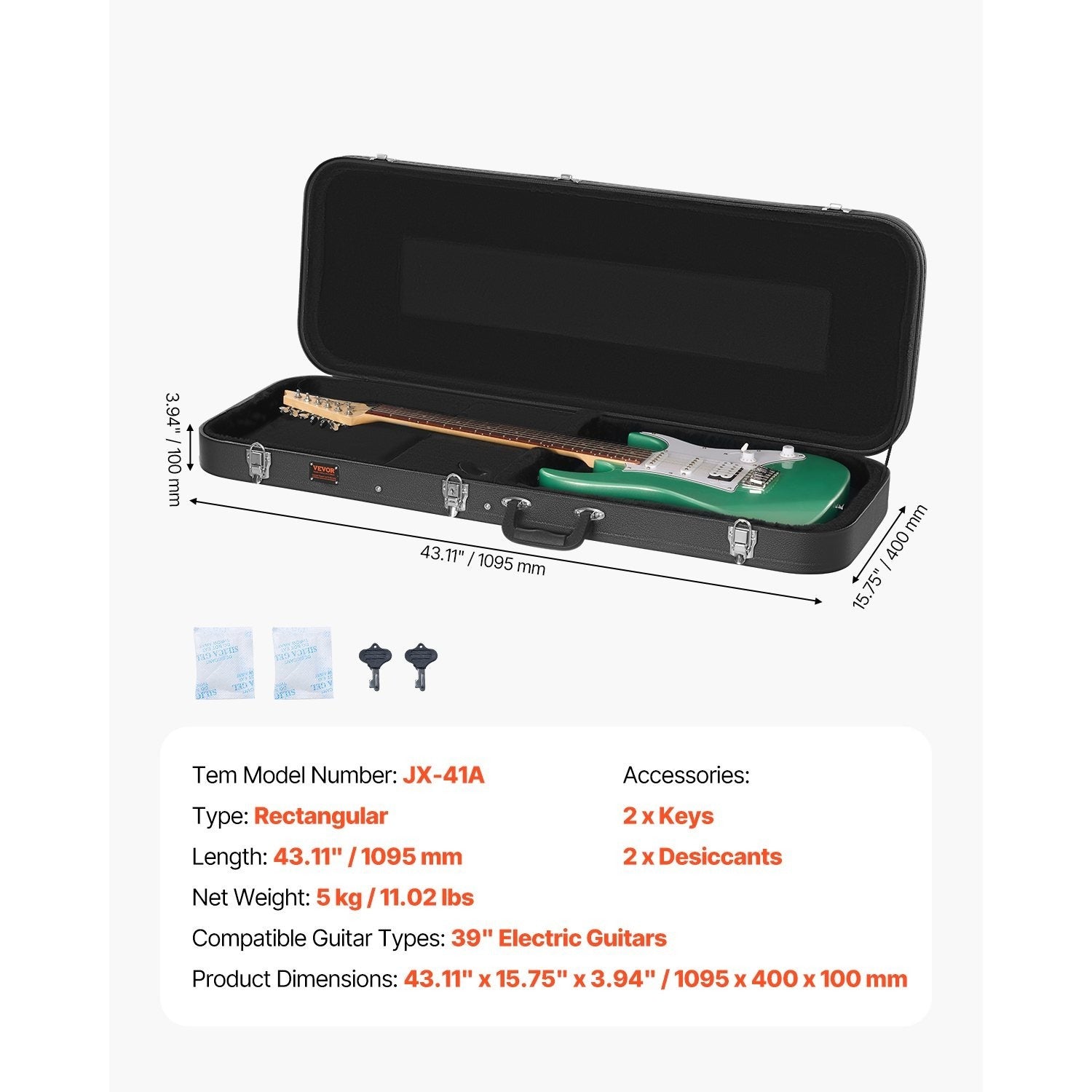 Hartschalenkoffer, 43,11 Zoll für E-Gitarre und 39 Zoll E-Gitarren – Detailansicht 4