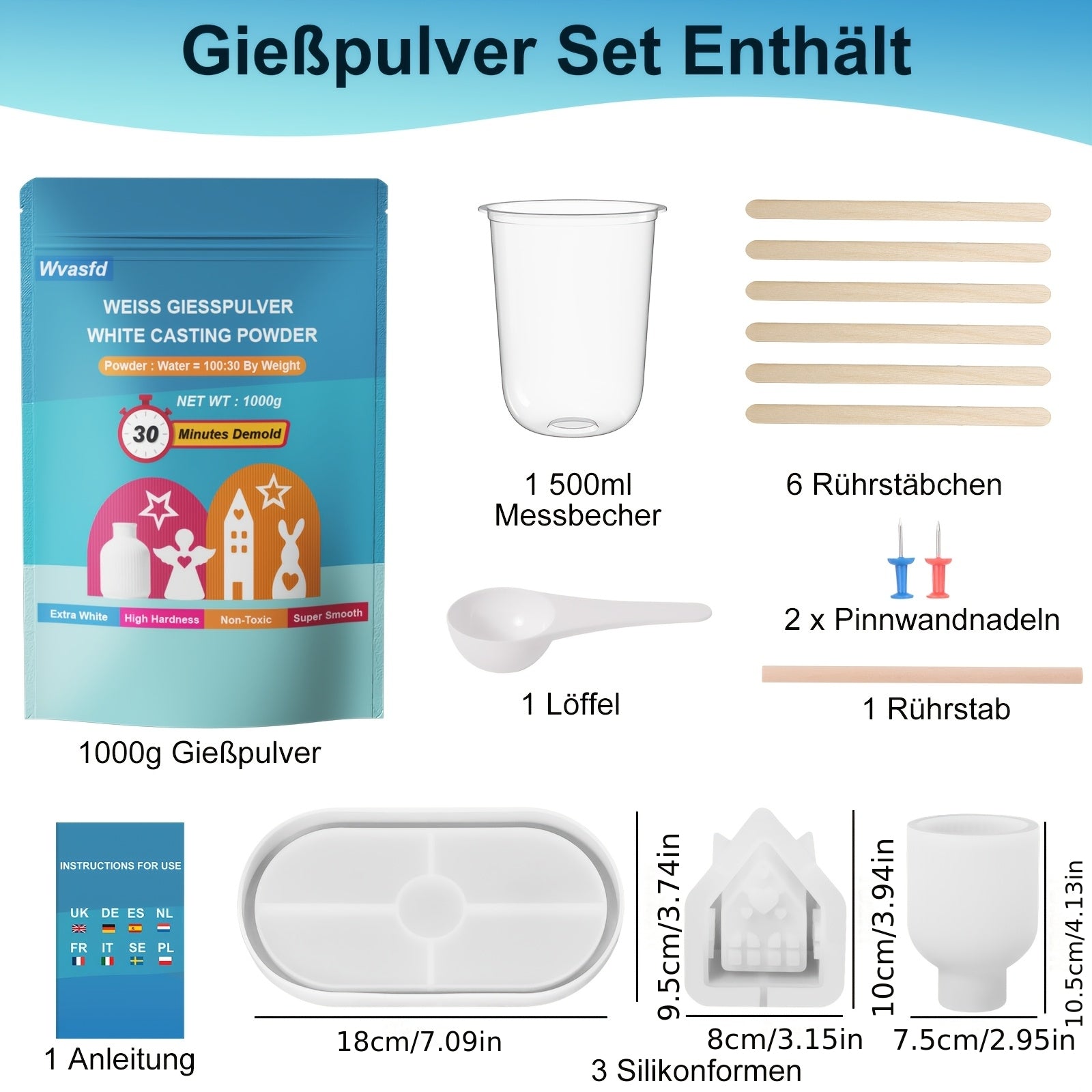 Harzgießpulver-Starterset, 1000g für Anfänger und Alltag – Detailansicht 2