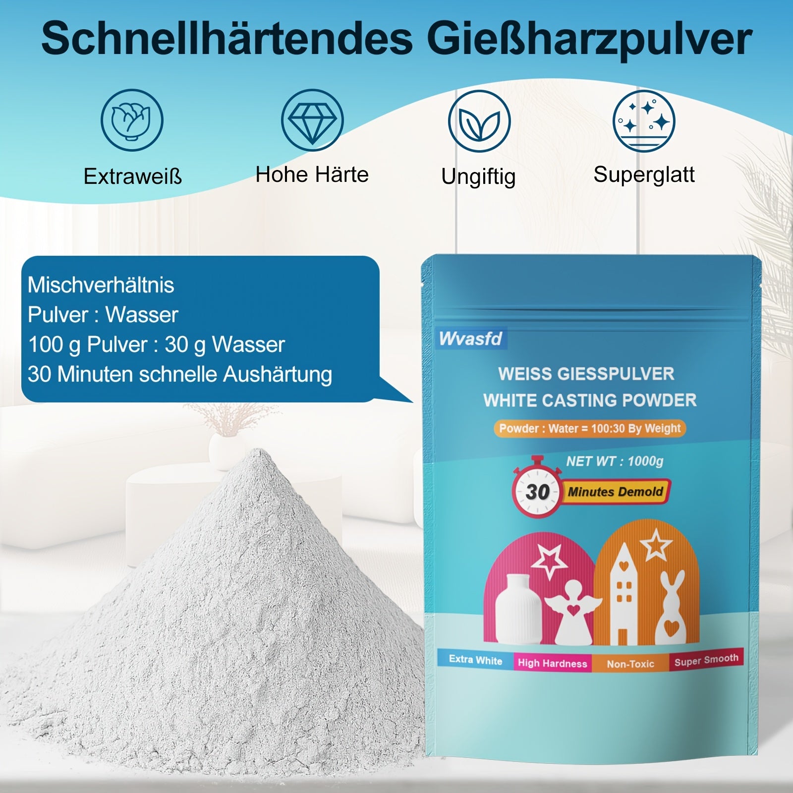 Harzgießpulver-Starterset, 1000g für Anfänger und Alltag – Detailansicht 3