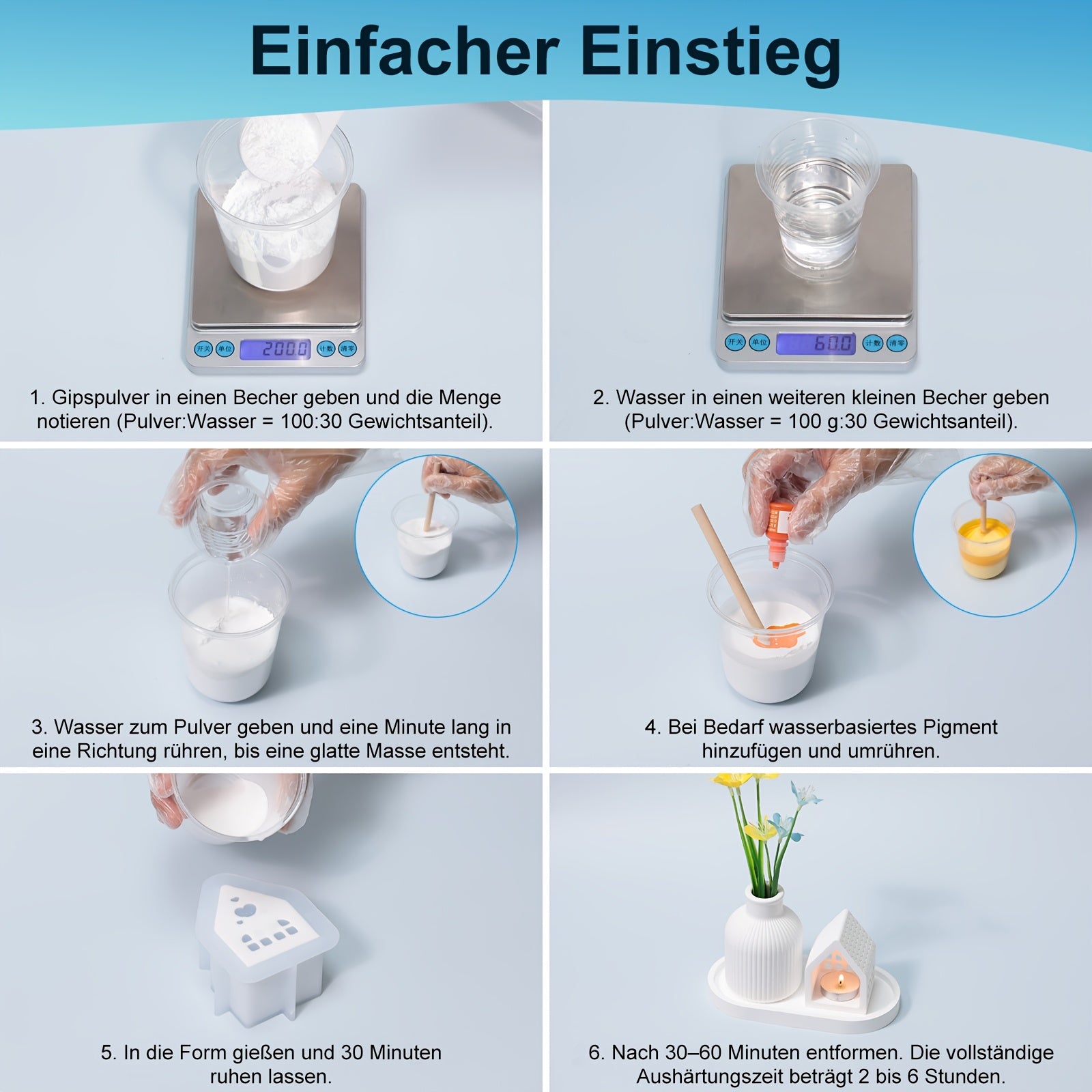 Harzgießpulver-Starterset, 1000g für Anfänger und Alltag – Detailansicht 6