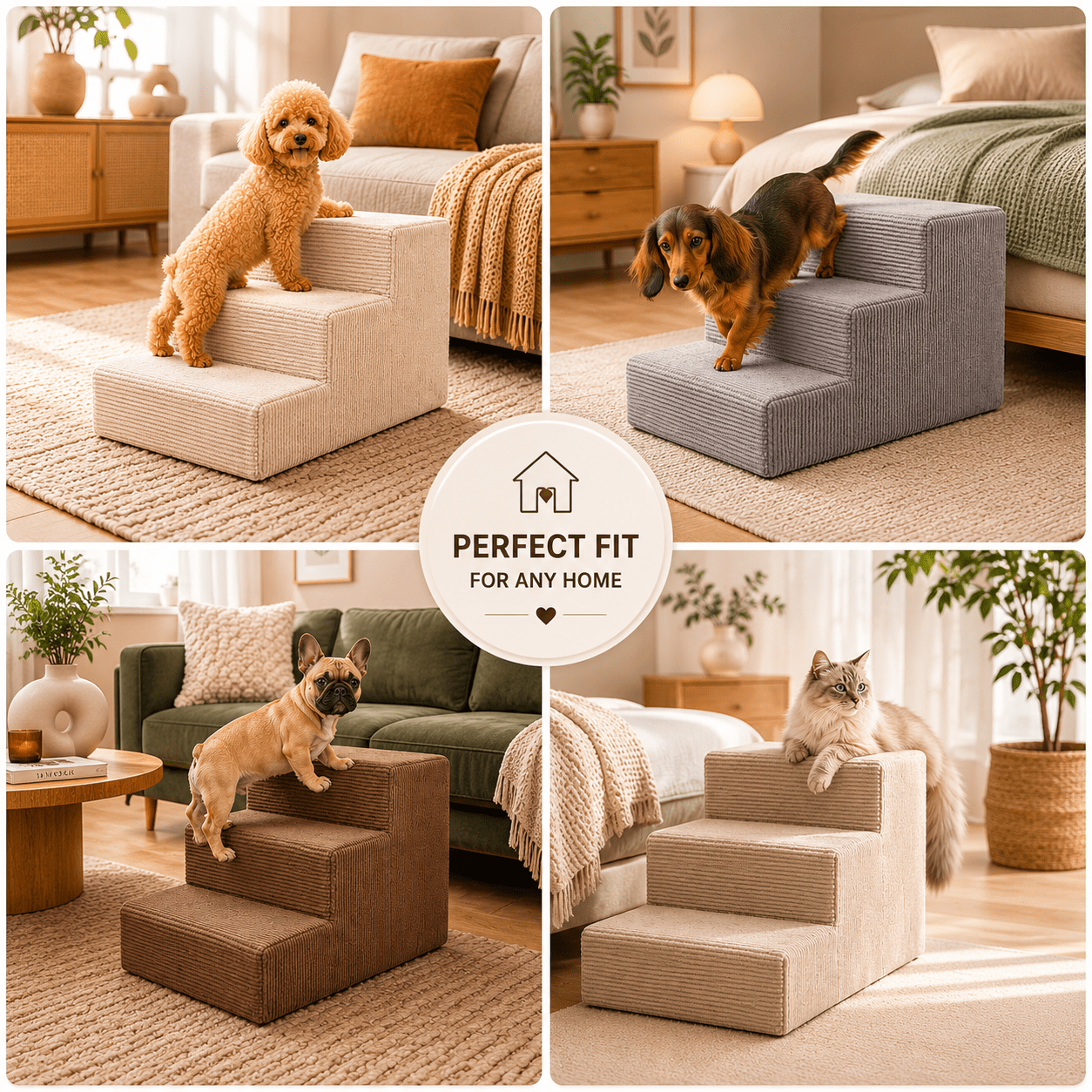 Haustiertreppe für Hunde und Katzen, Grau für Haustiere und Zuhause – Detailansicht 9
