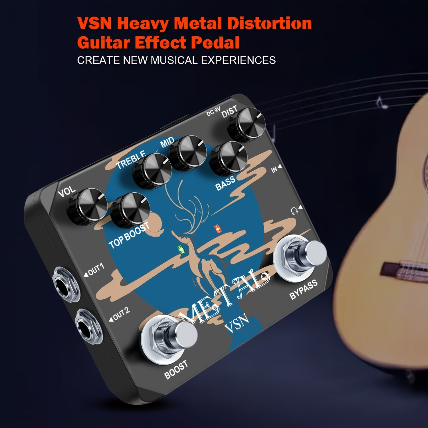 Heavy Metal Distortion Gitarrenpedal, Metallverzerrungspedal für Alltag und Zuhause – Detailansicht 4