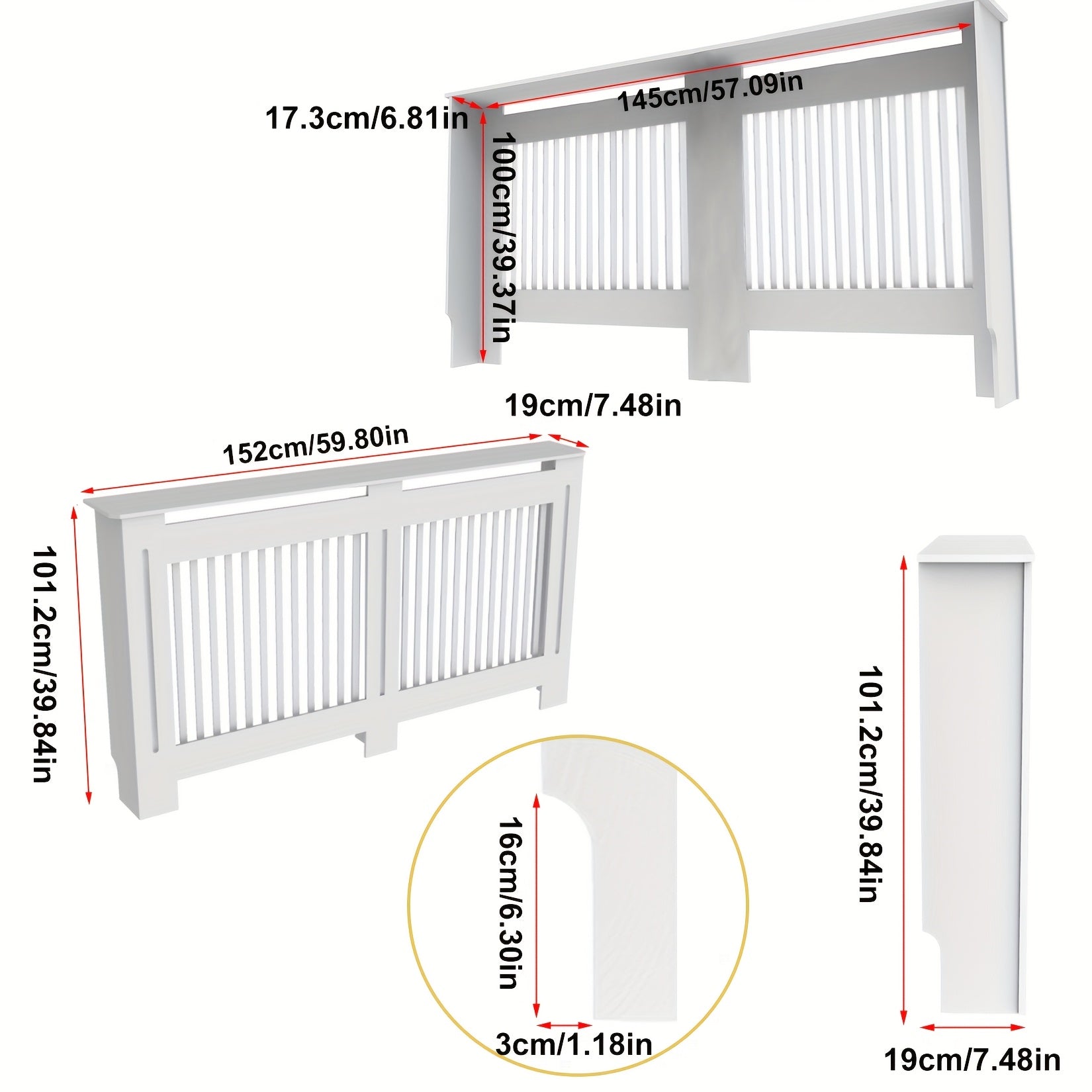 Heizkörperverkleidung, 100 cm für Alltag und Wohnbereich – Detailansicht 8