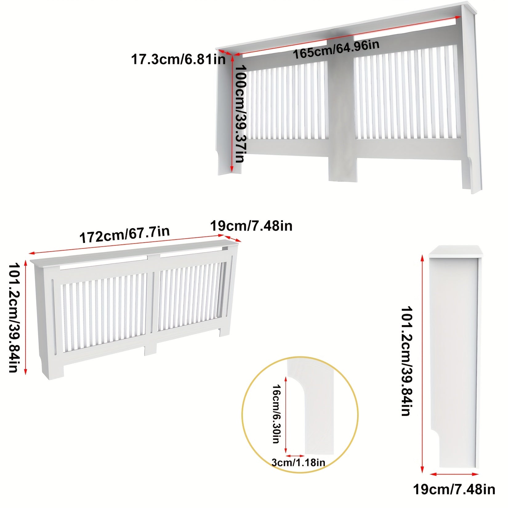 Heizkörperverkleidung, 100 cm für Alltag und Wohnbereich – Detailansicht 9