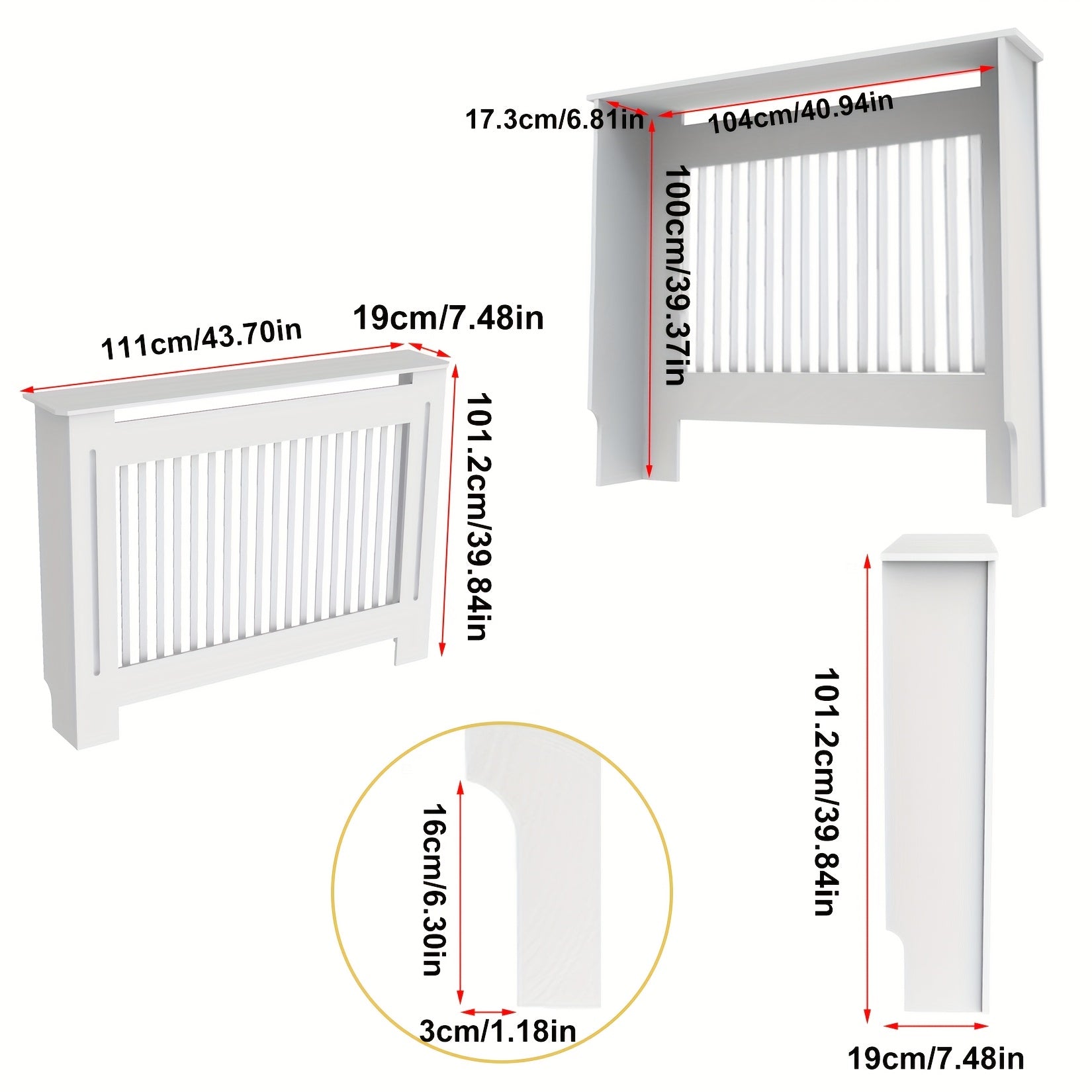 Heizkörperverkleidung, 100 cm für Alltag und Wohnbereich – Detailansicht 26